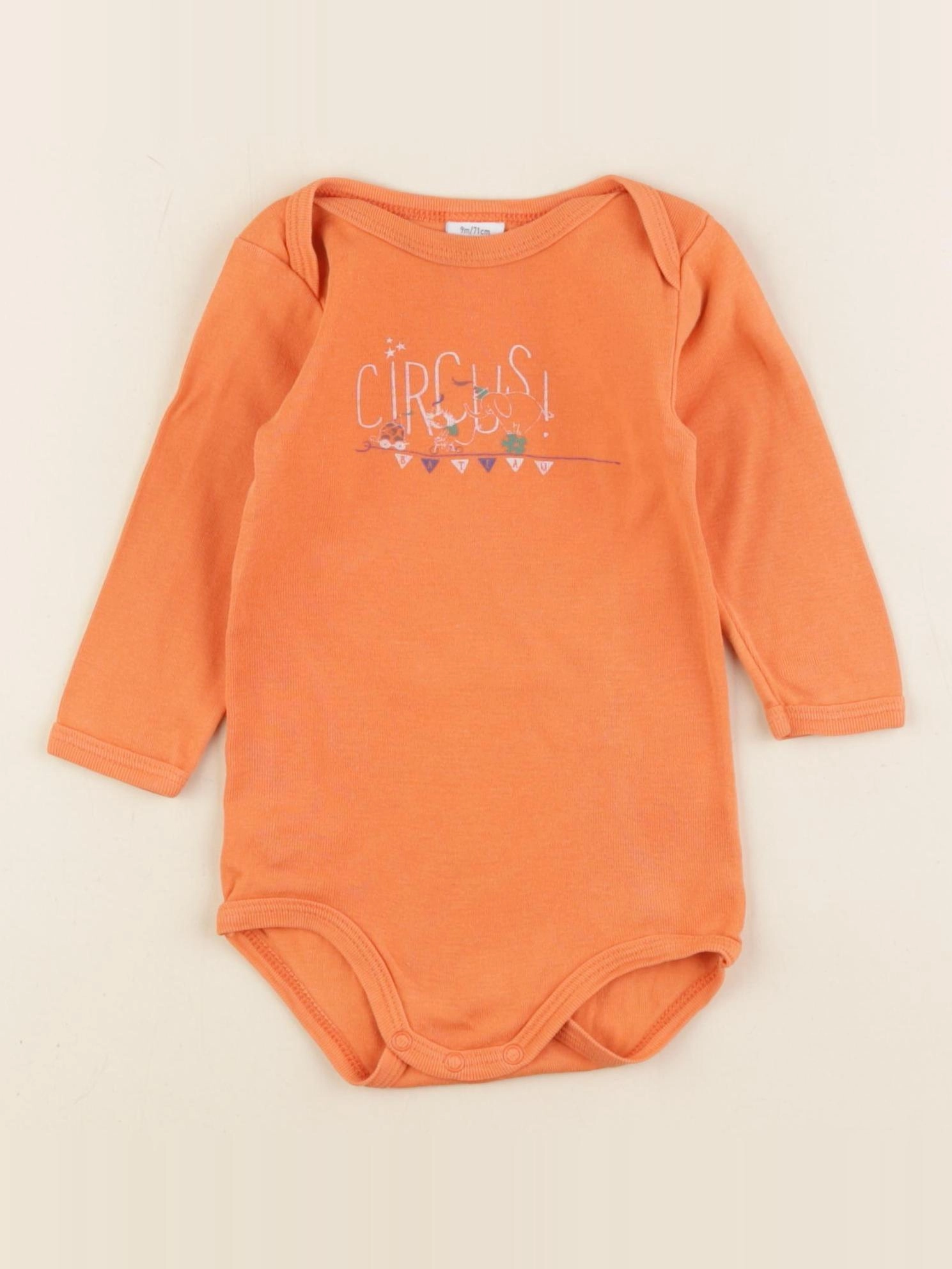 Petit Bateau - body orange - 9 mois