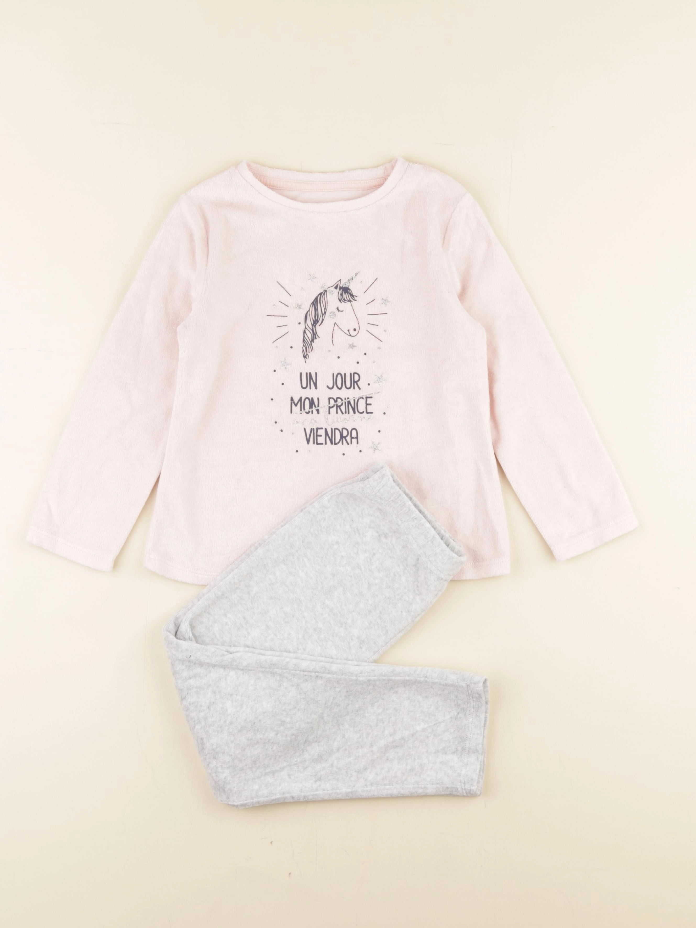 Vertbaudet - pyjama velours rose - 5 ans