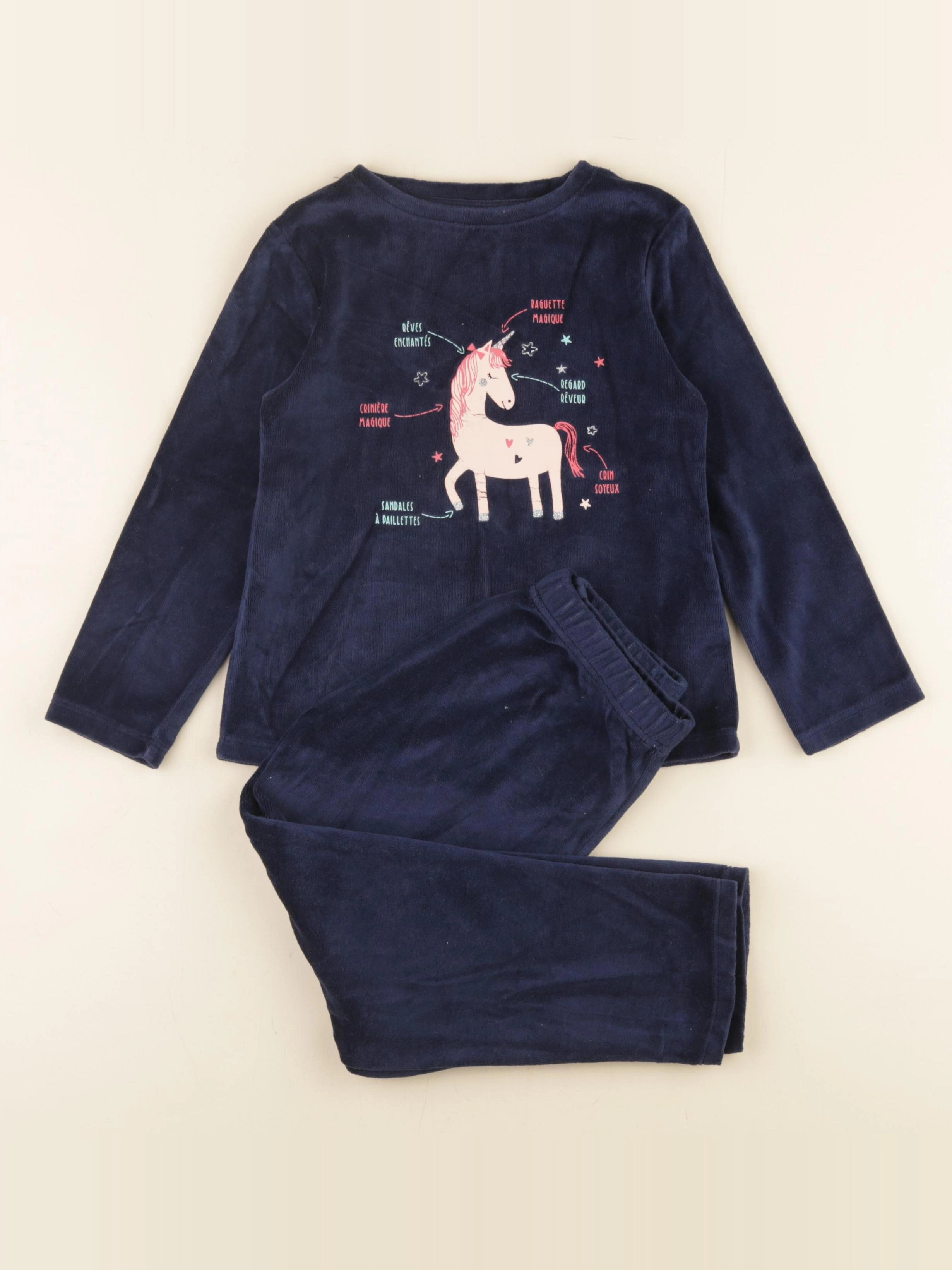 Vertbaudet - pyjama velours bleu - 5 ans