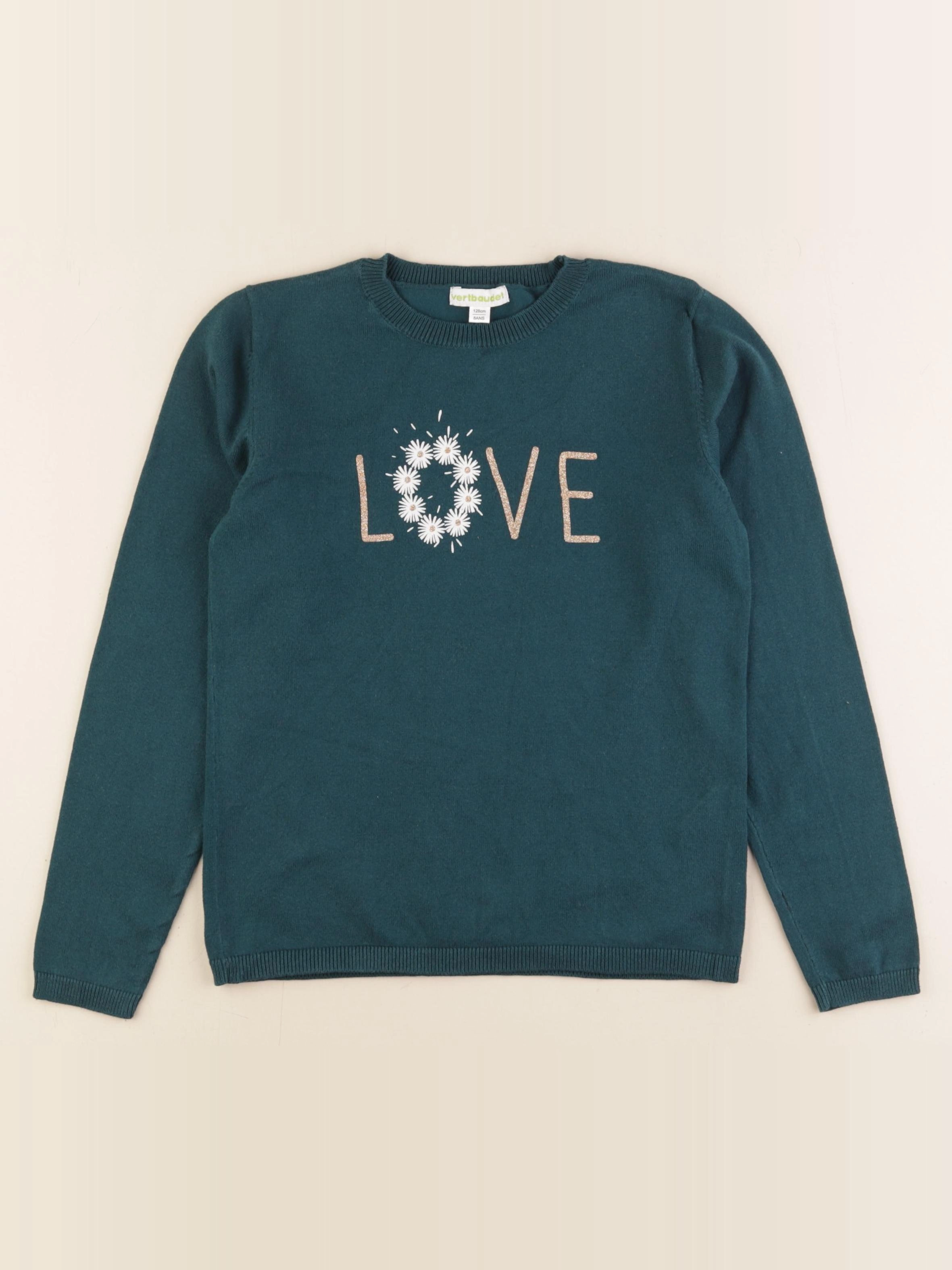 Vertbaudet - pull vert - 8 ans