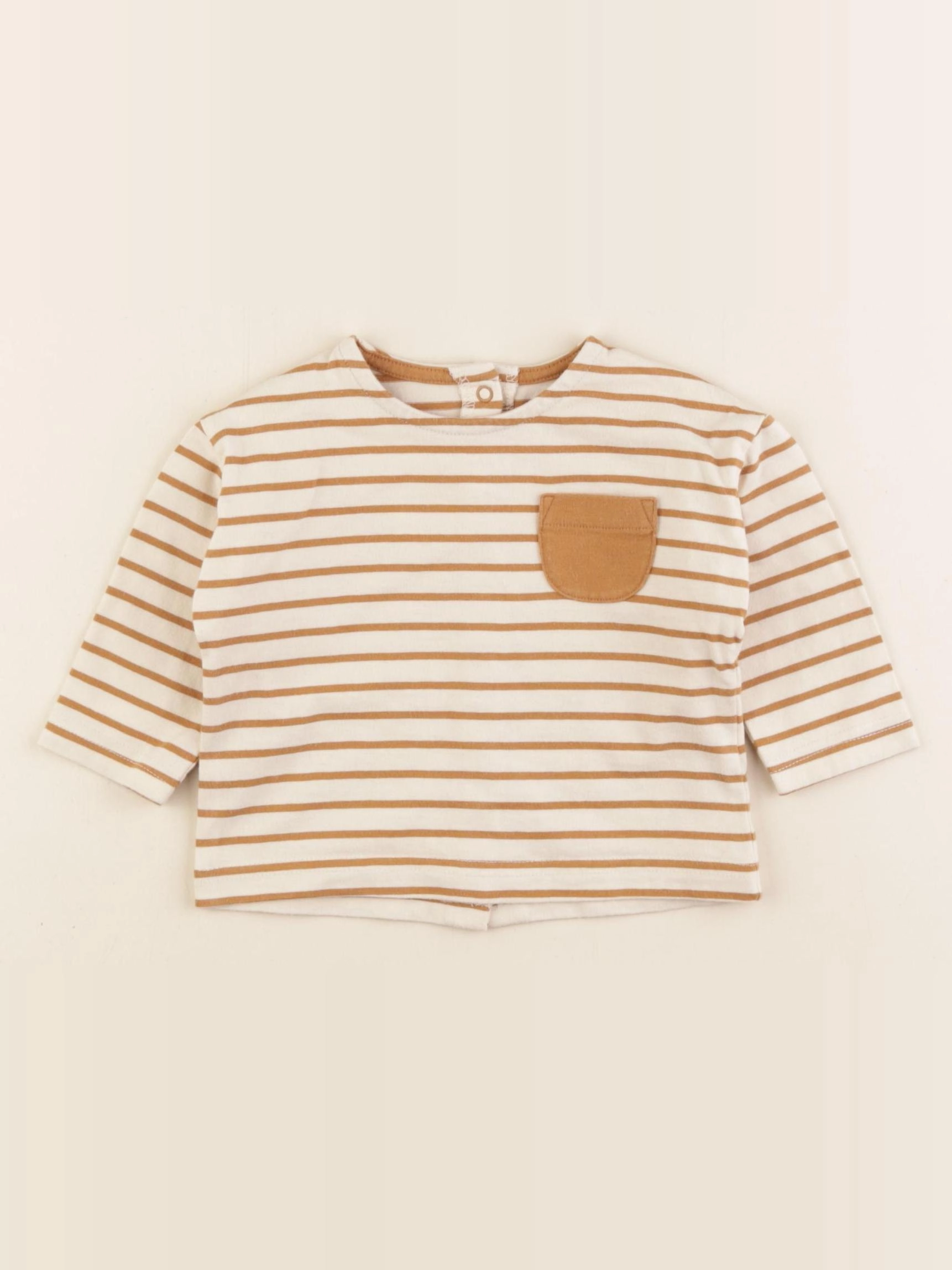 Vertbaudet - tee-shirt beige - 6 mois