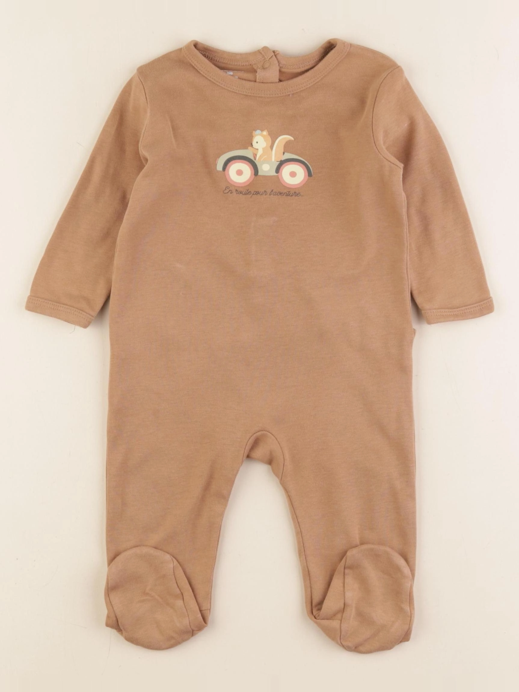 Vertbaudet - pyjama coton marron - 6 mois