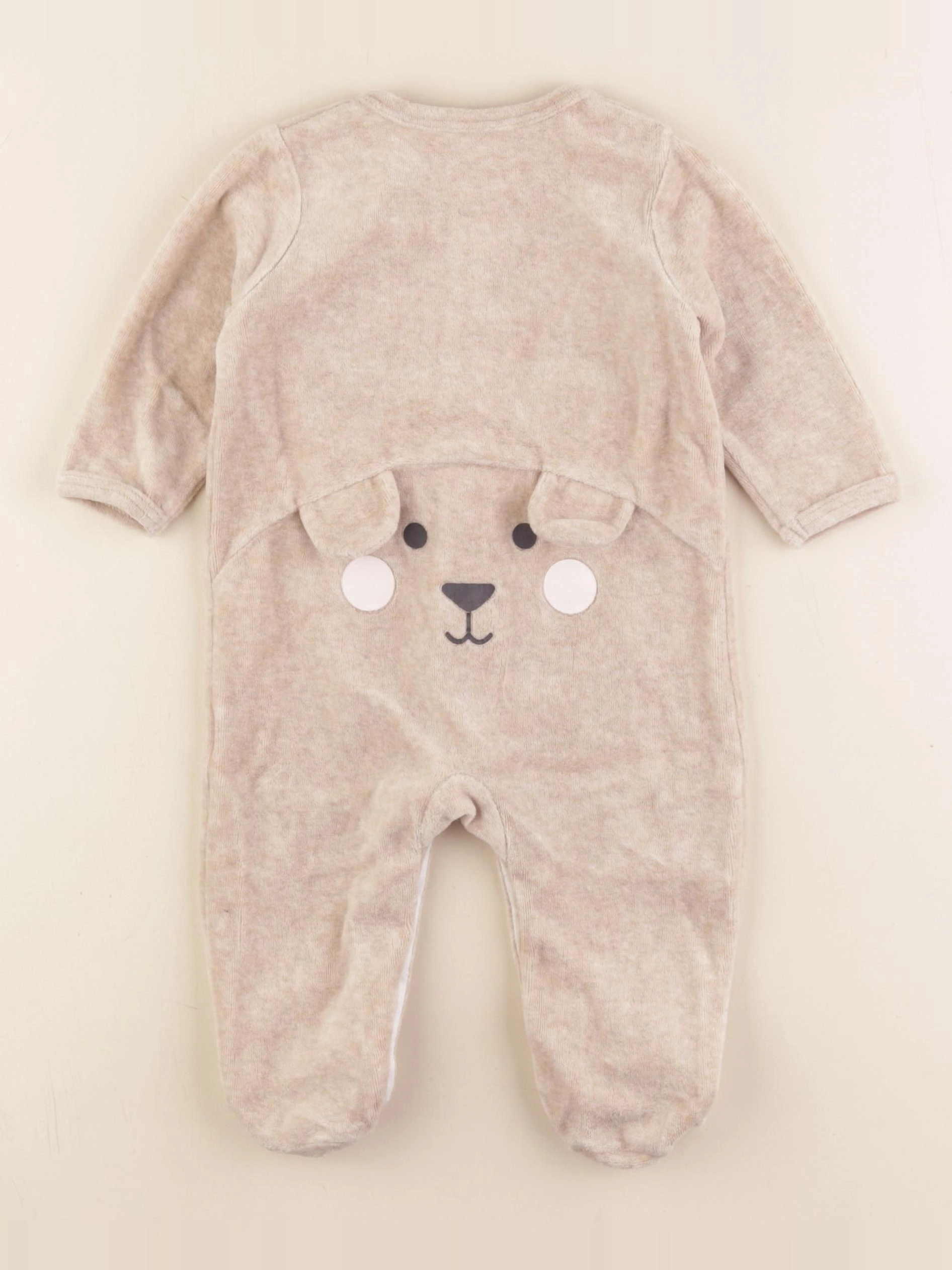 Vertbaudet - pyjama velours beige - 6 mois