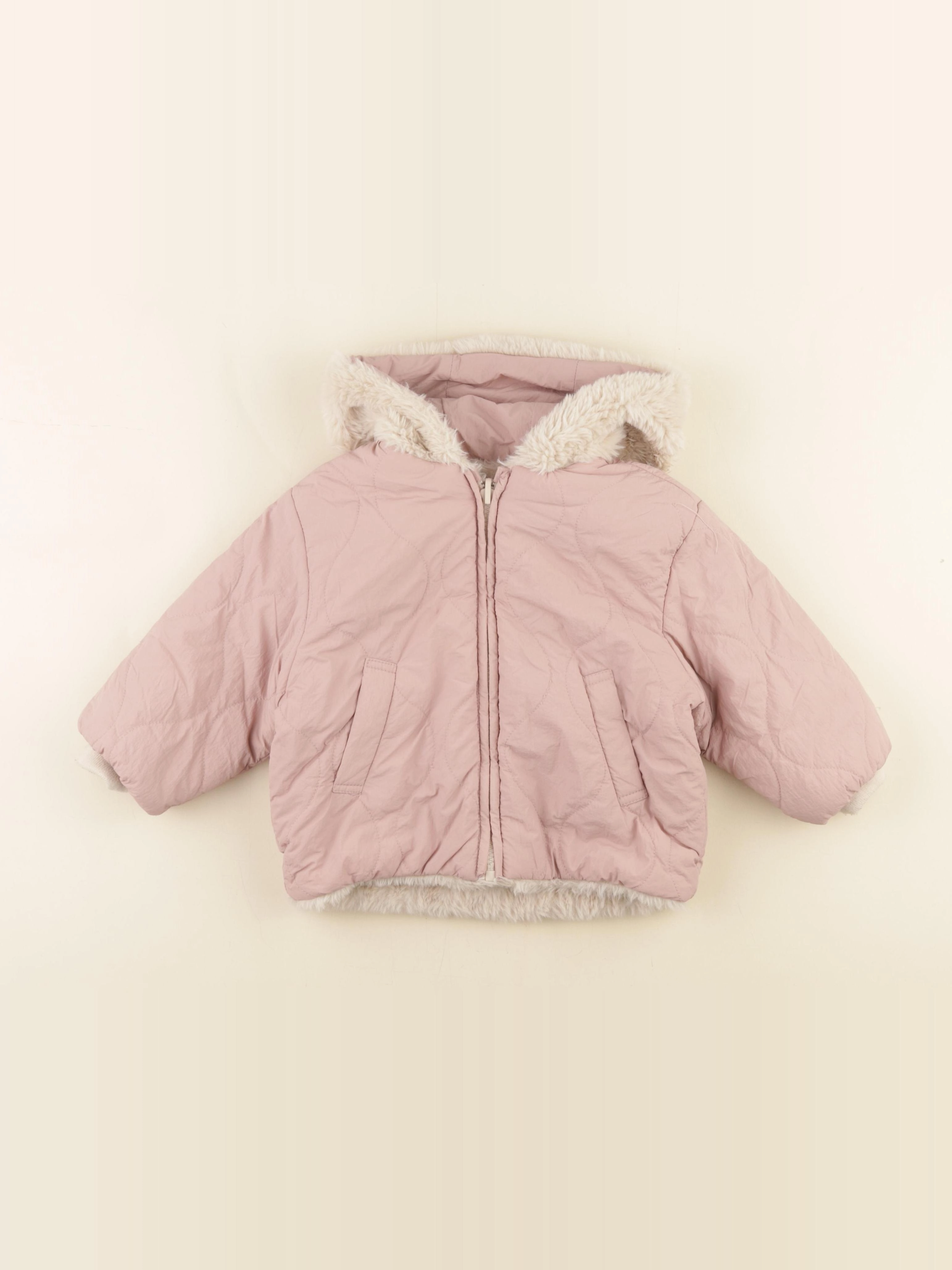 Zara - veste doublé rose, beige - 18/24 mois