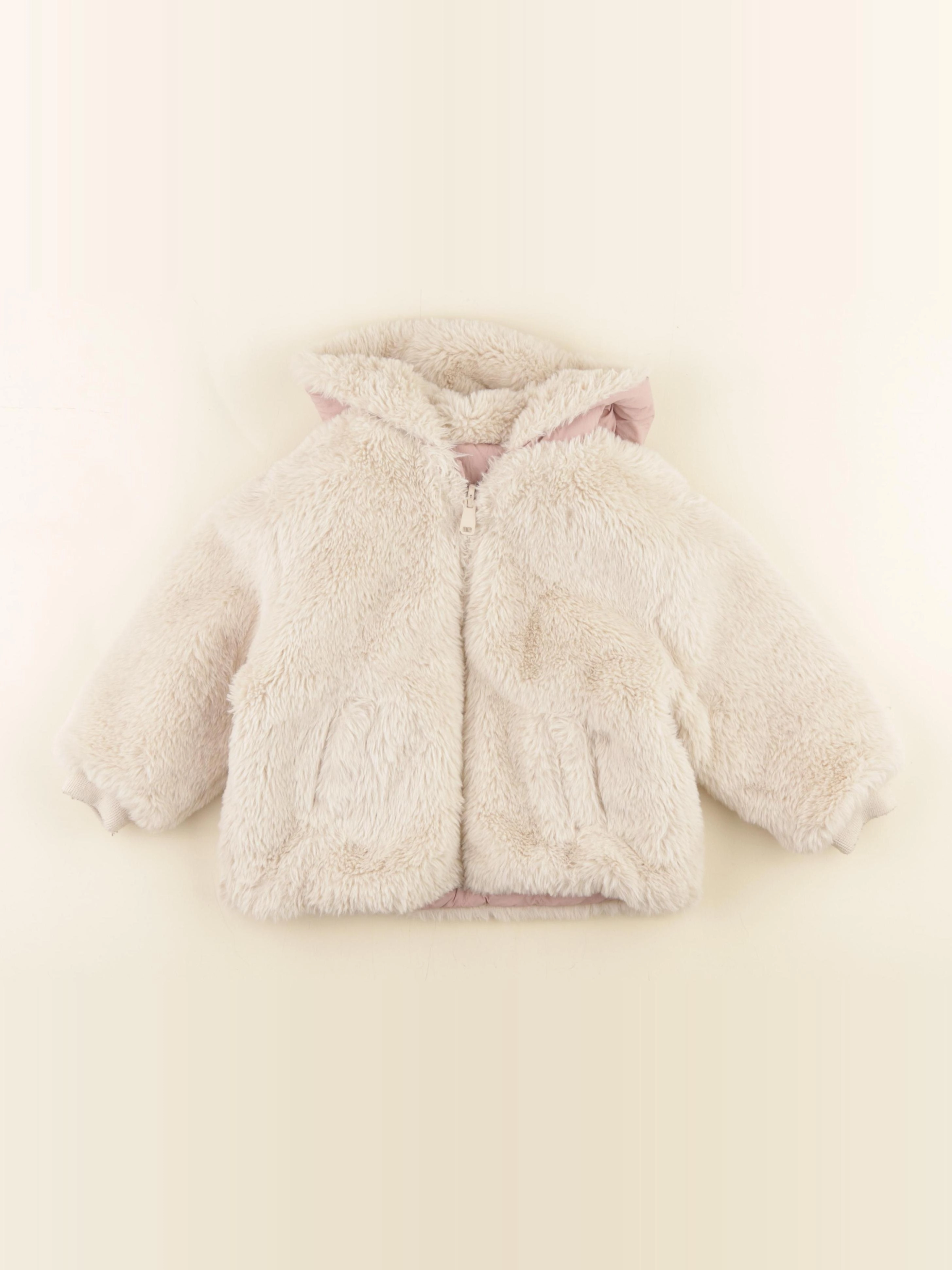 Zara - veste doublé rose, beige - 18/24 mois