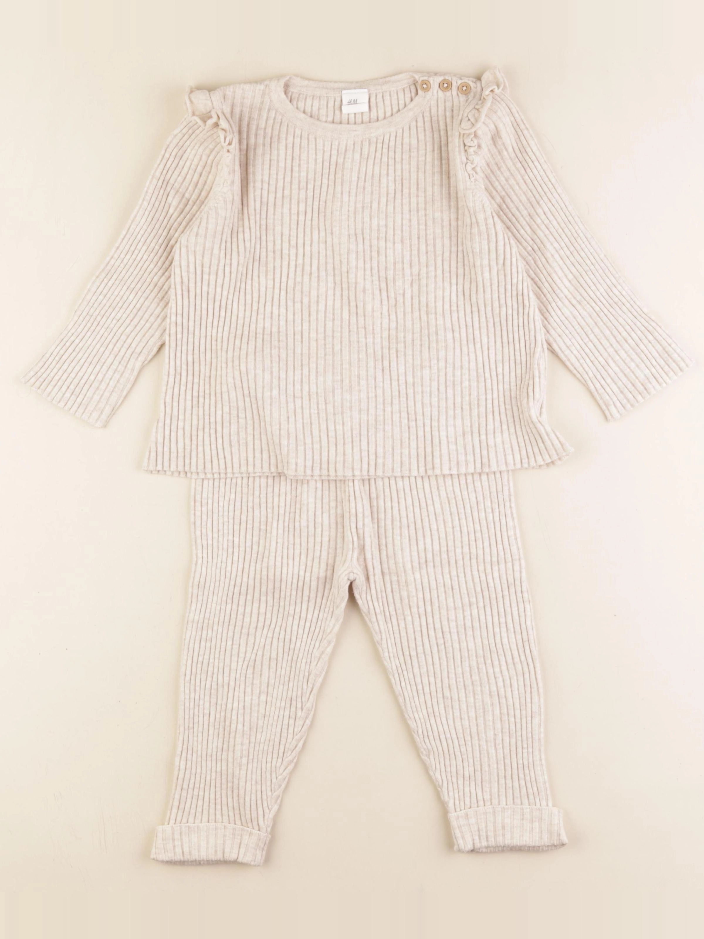 H&M - ensemble beige - 12/18 mois