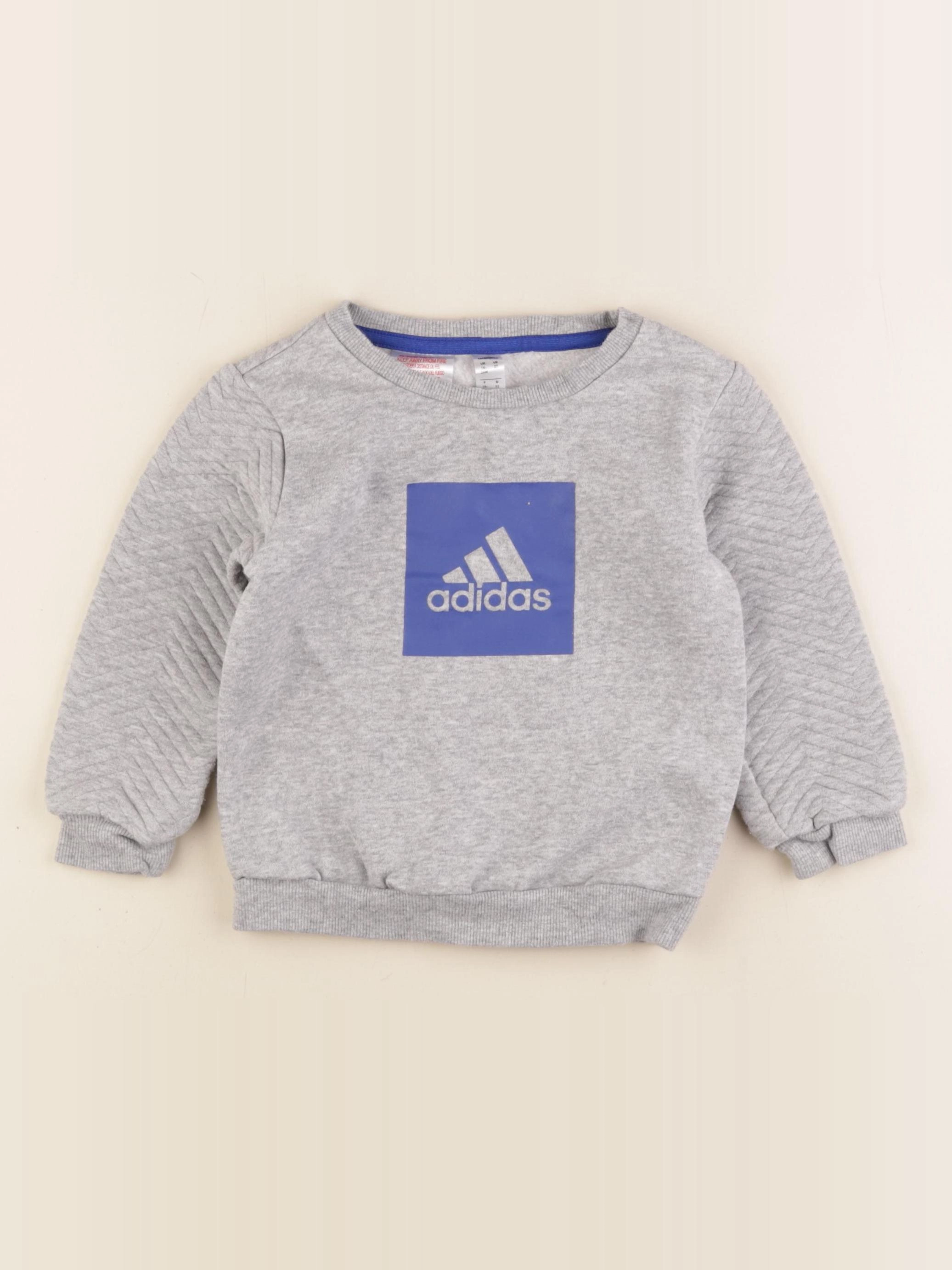 Adidas - sweat gris, bleu - 18/24 mois