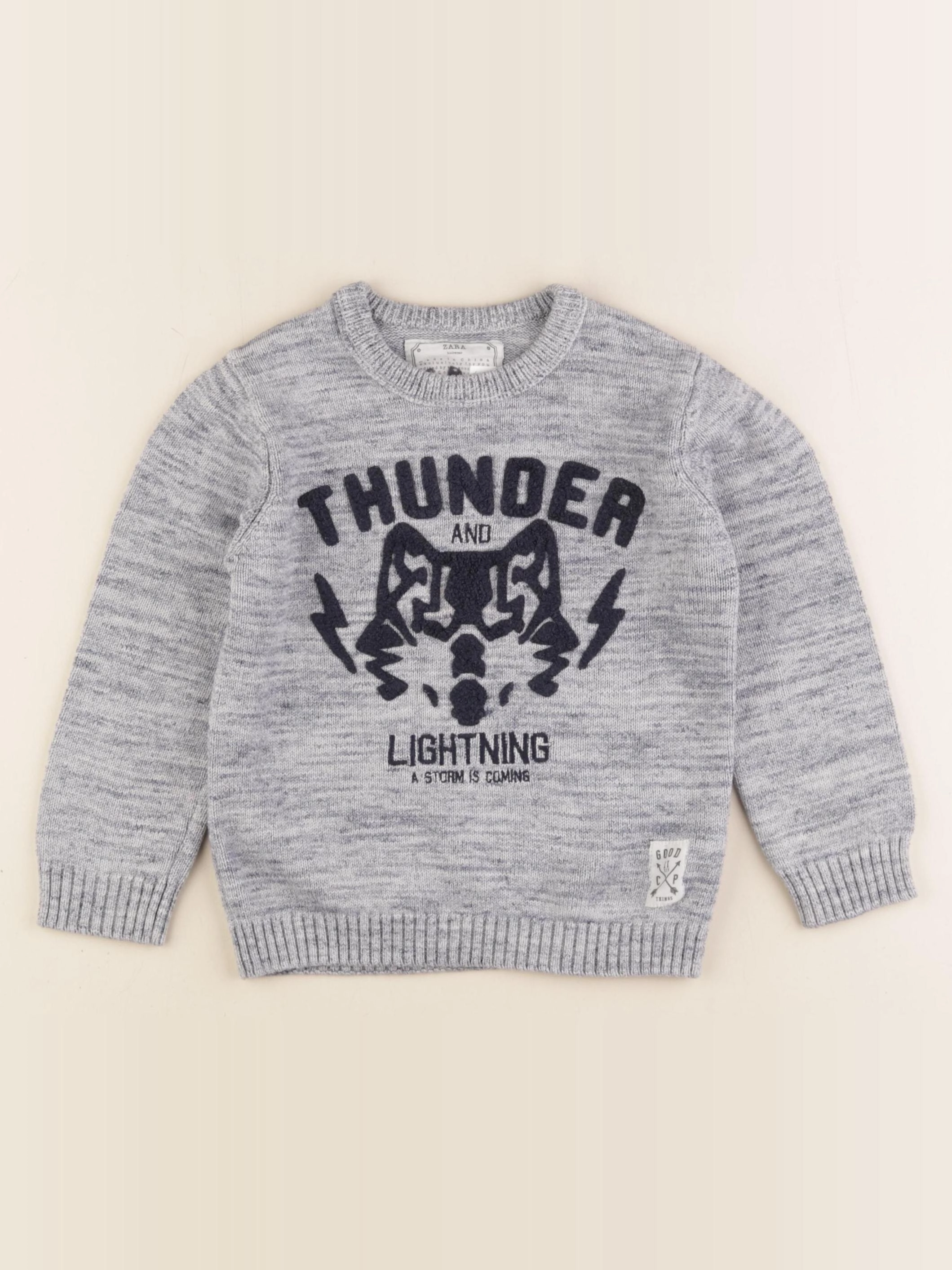 Zara - pull gris, bleu - 4/5 ans