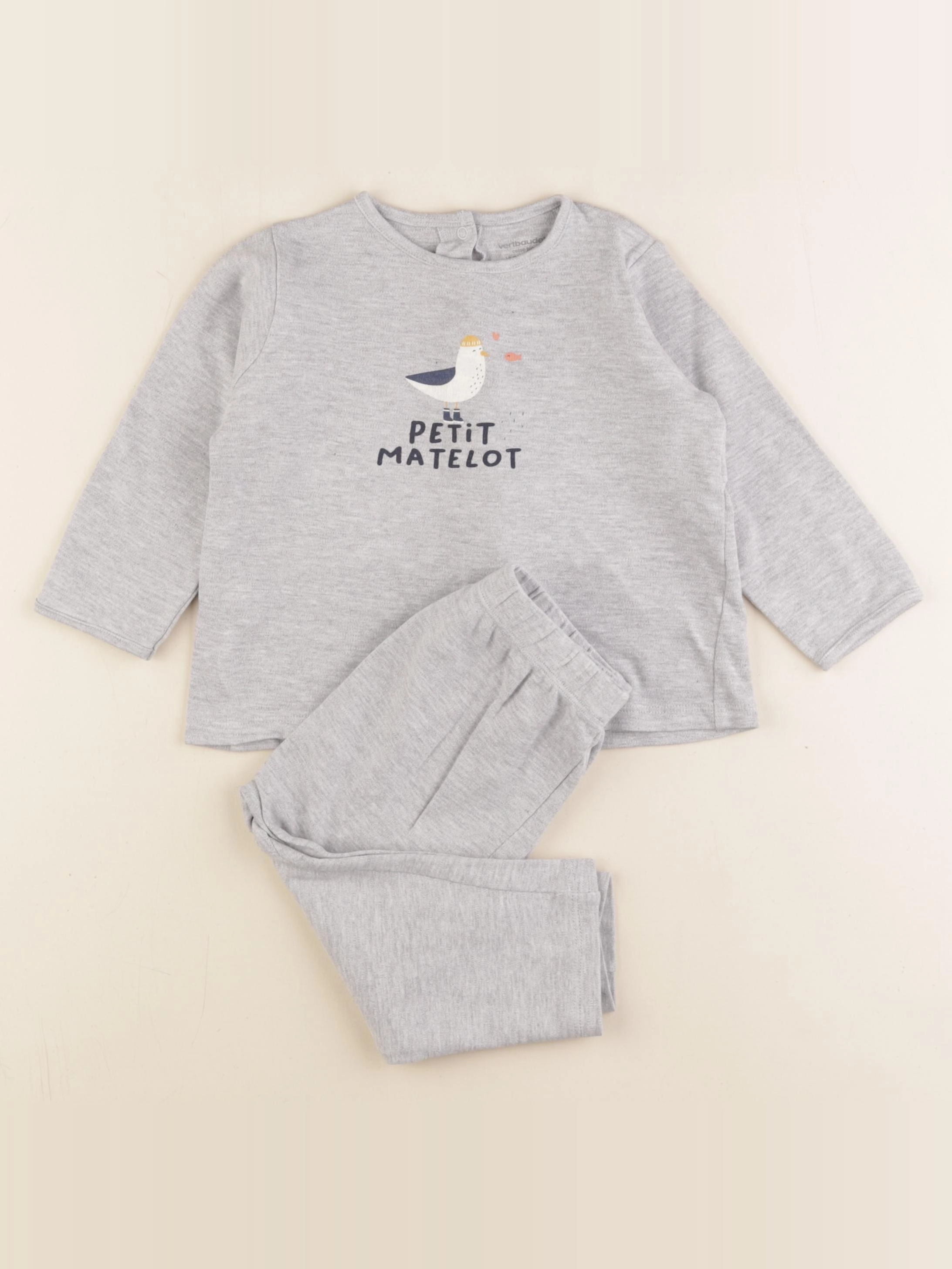 Vertbaudet - pyjama coton gris - 18 mois