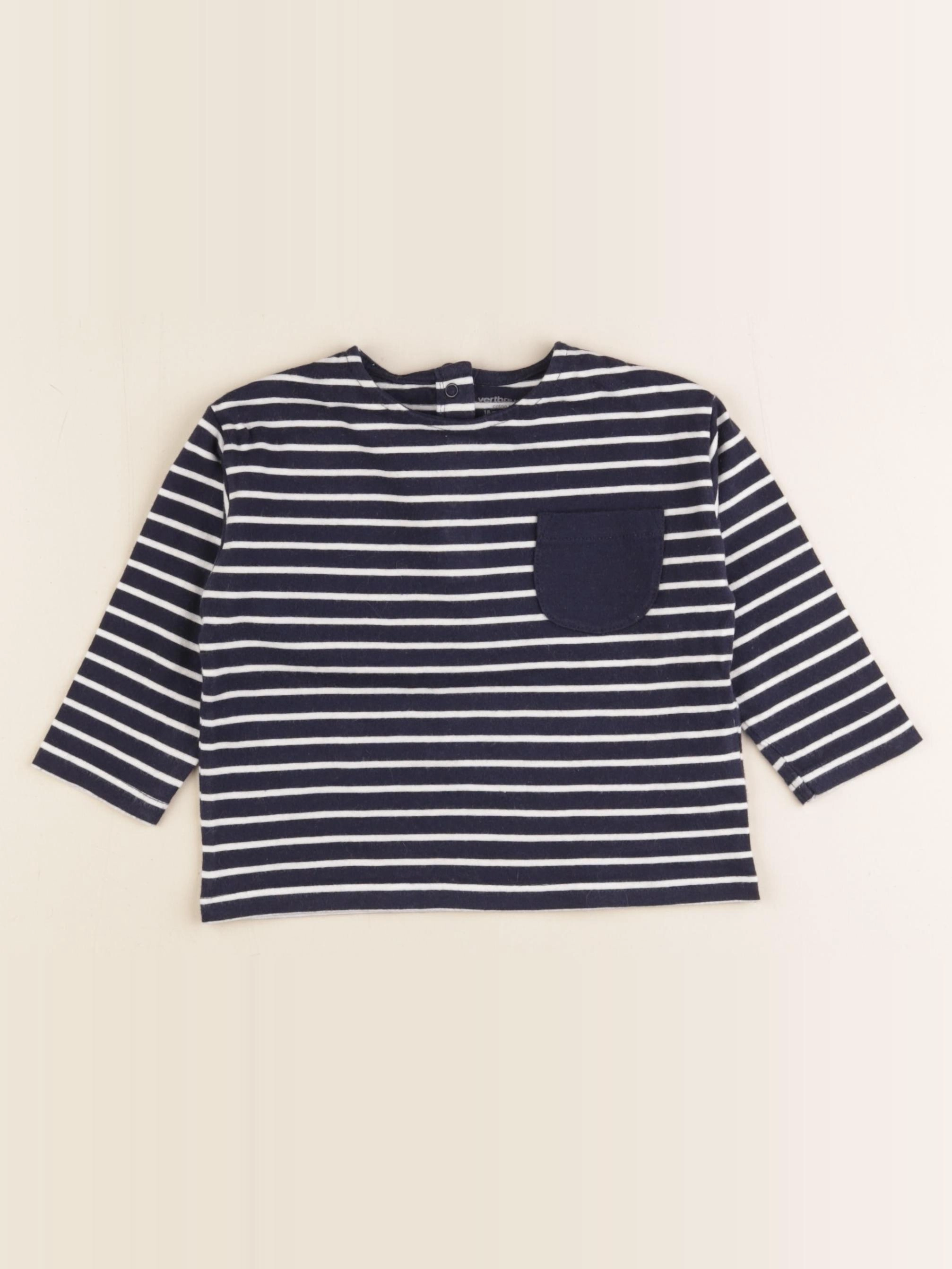 Vertbaudet - tee-shirt coton bleu, blanc - 18 mois