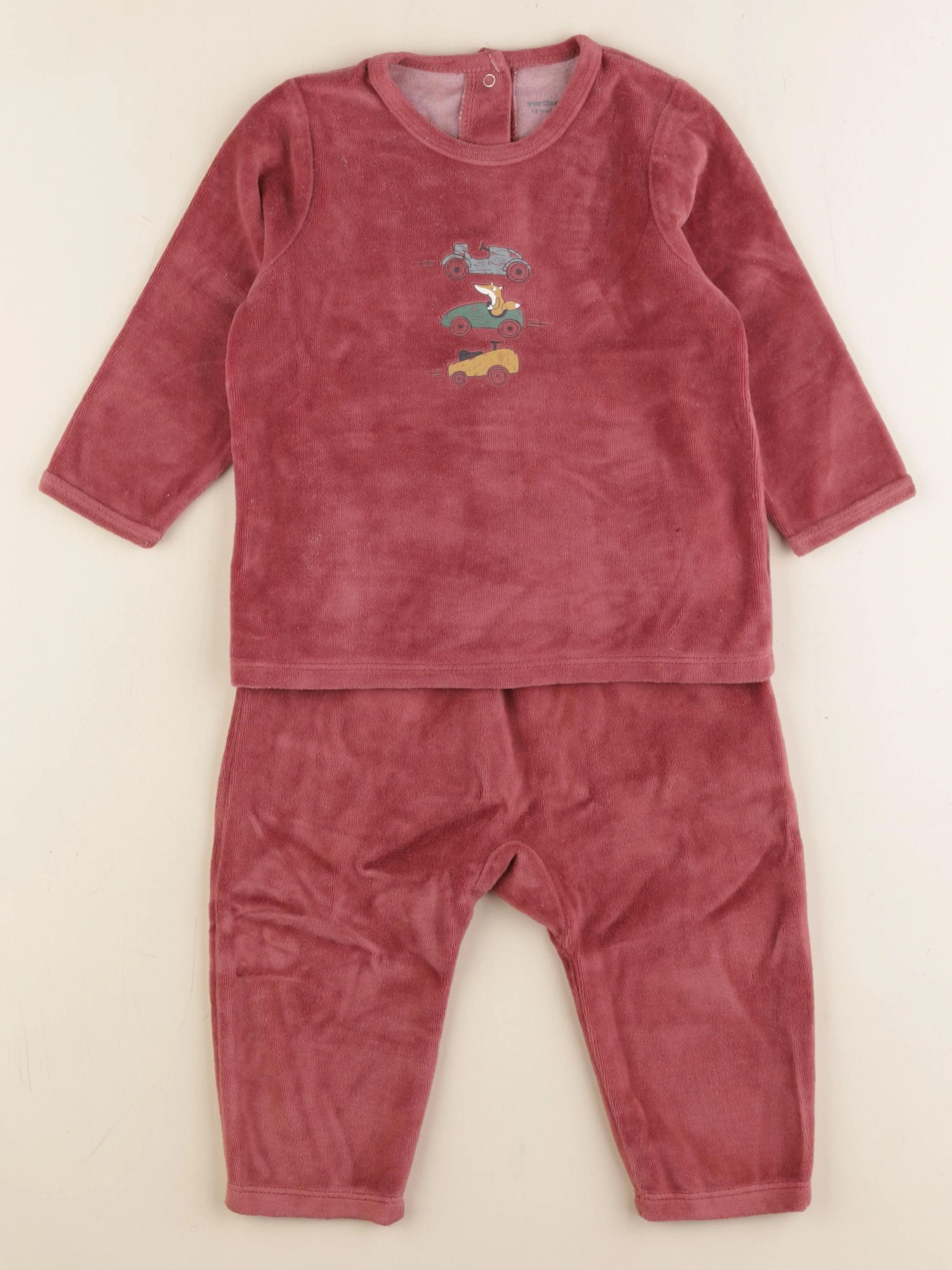 Vertbaudet - pyjama velours rouge - 18 mois