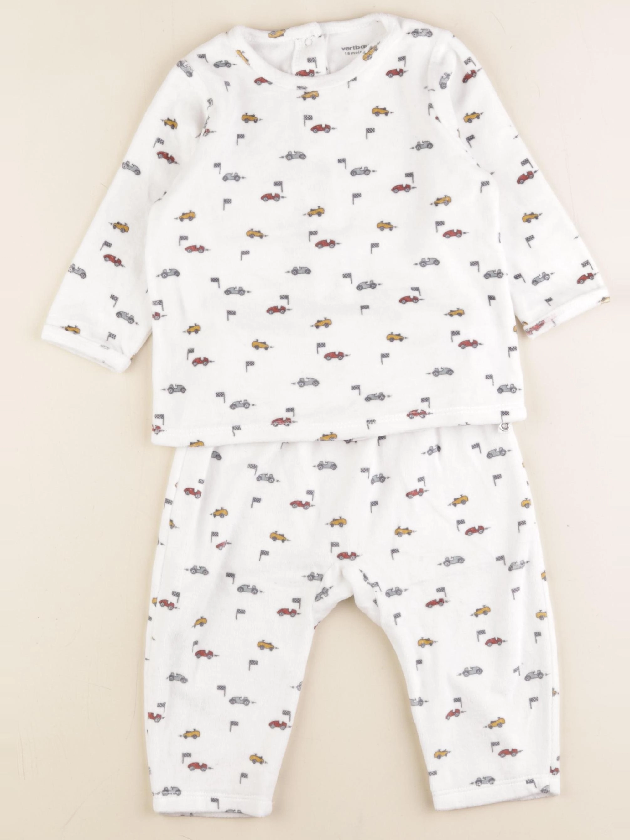 Vertbaudet - pyjama velours multicolore - 18 mois