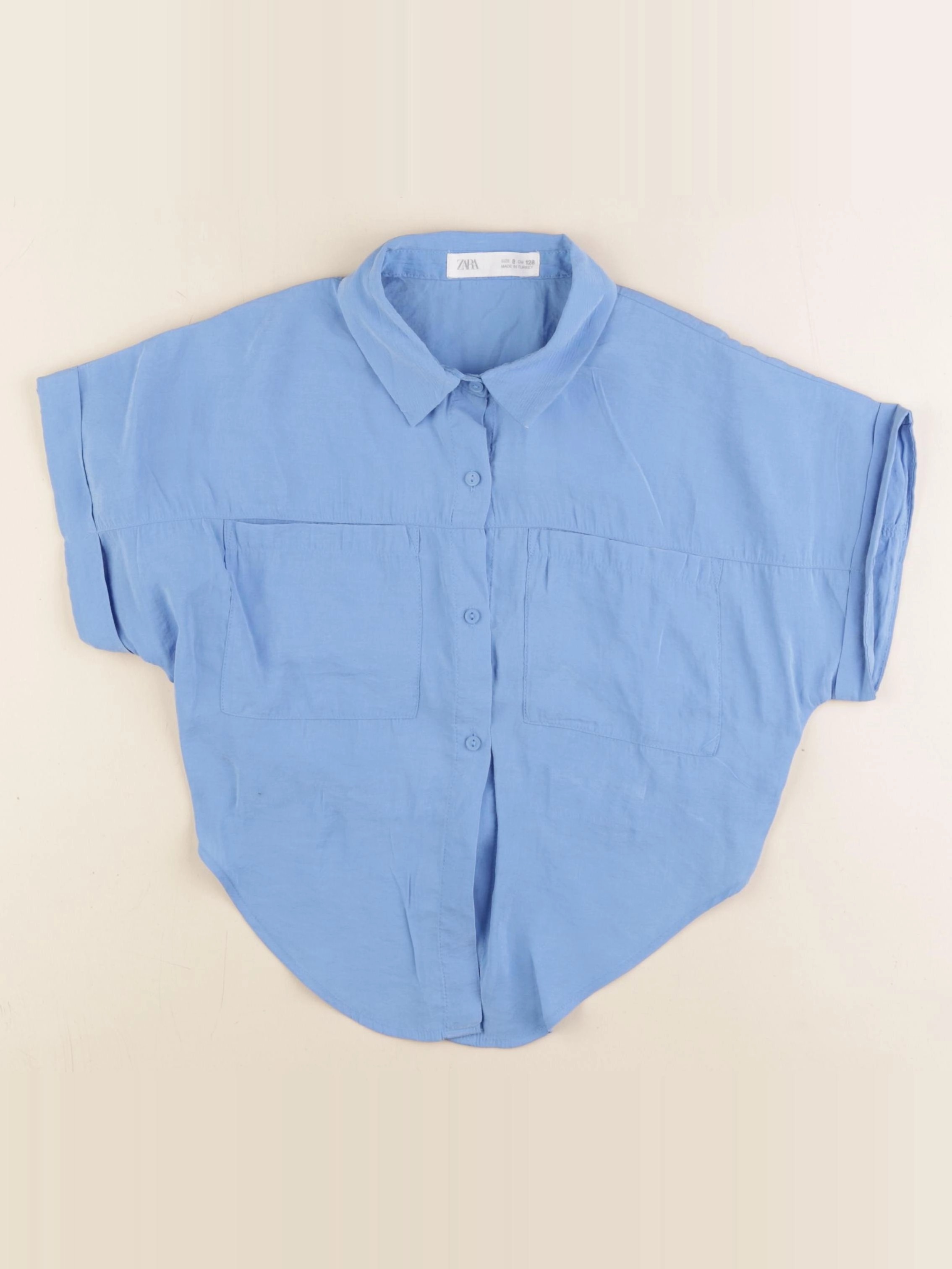 Zara - blouse bleu, blanc - 8 ans