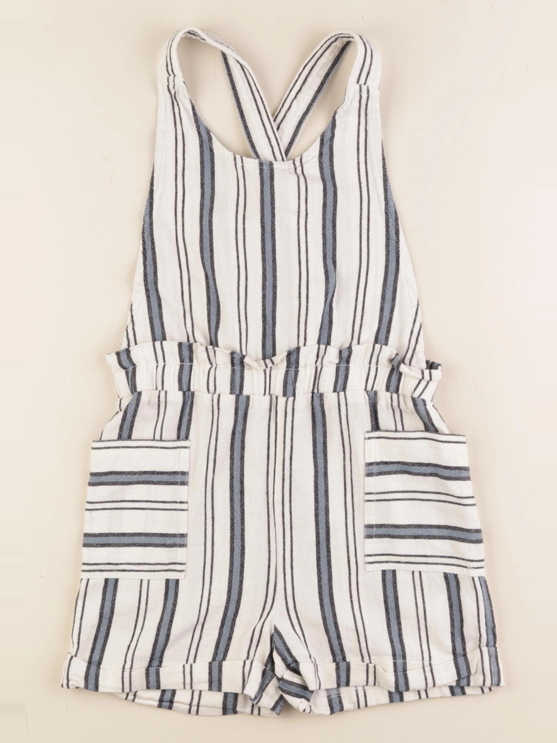 Monoprix - salopette bleu, blanc - 6 ans