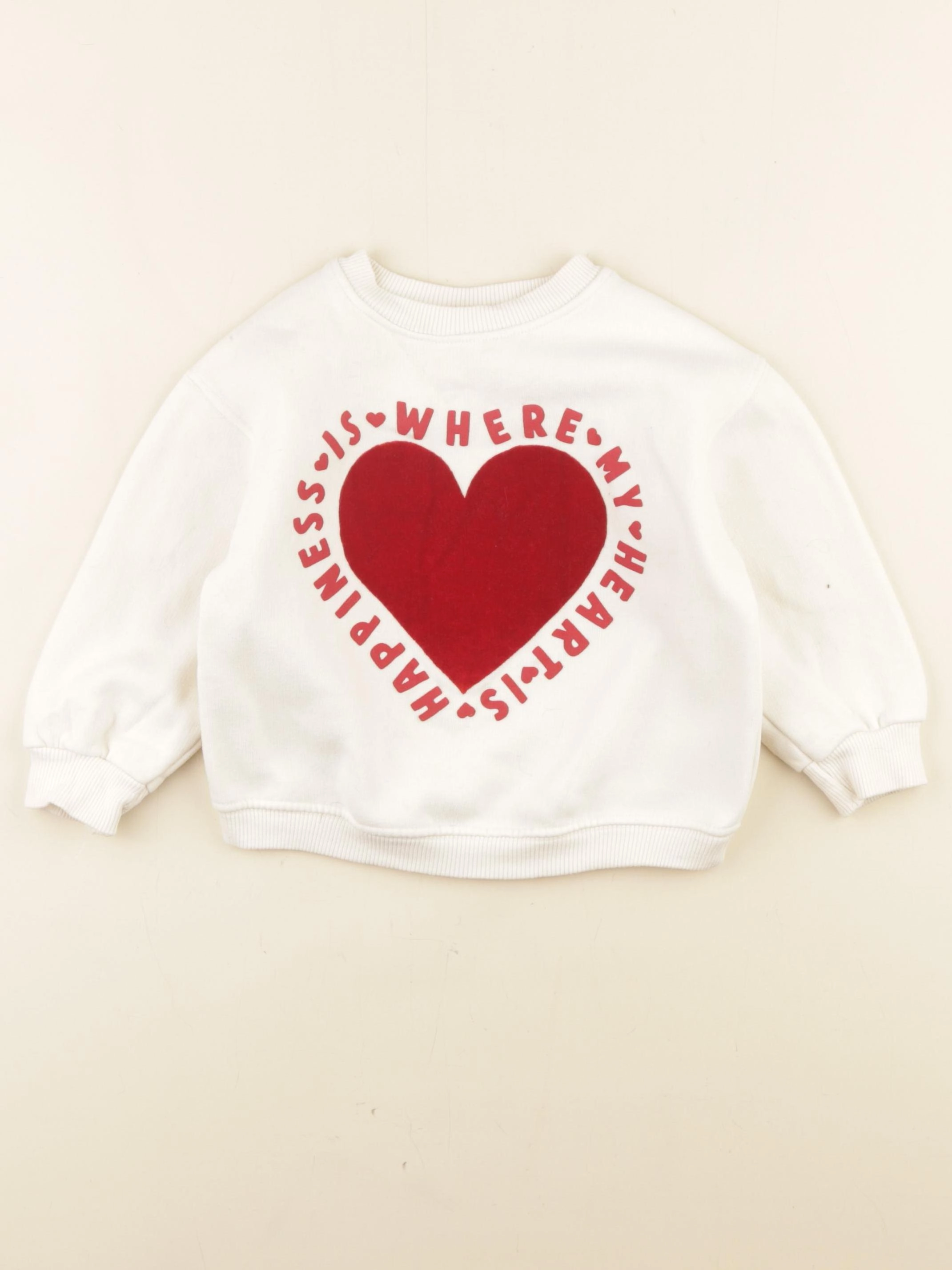 Zara - sweat beige, rouge - 18/24 mois