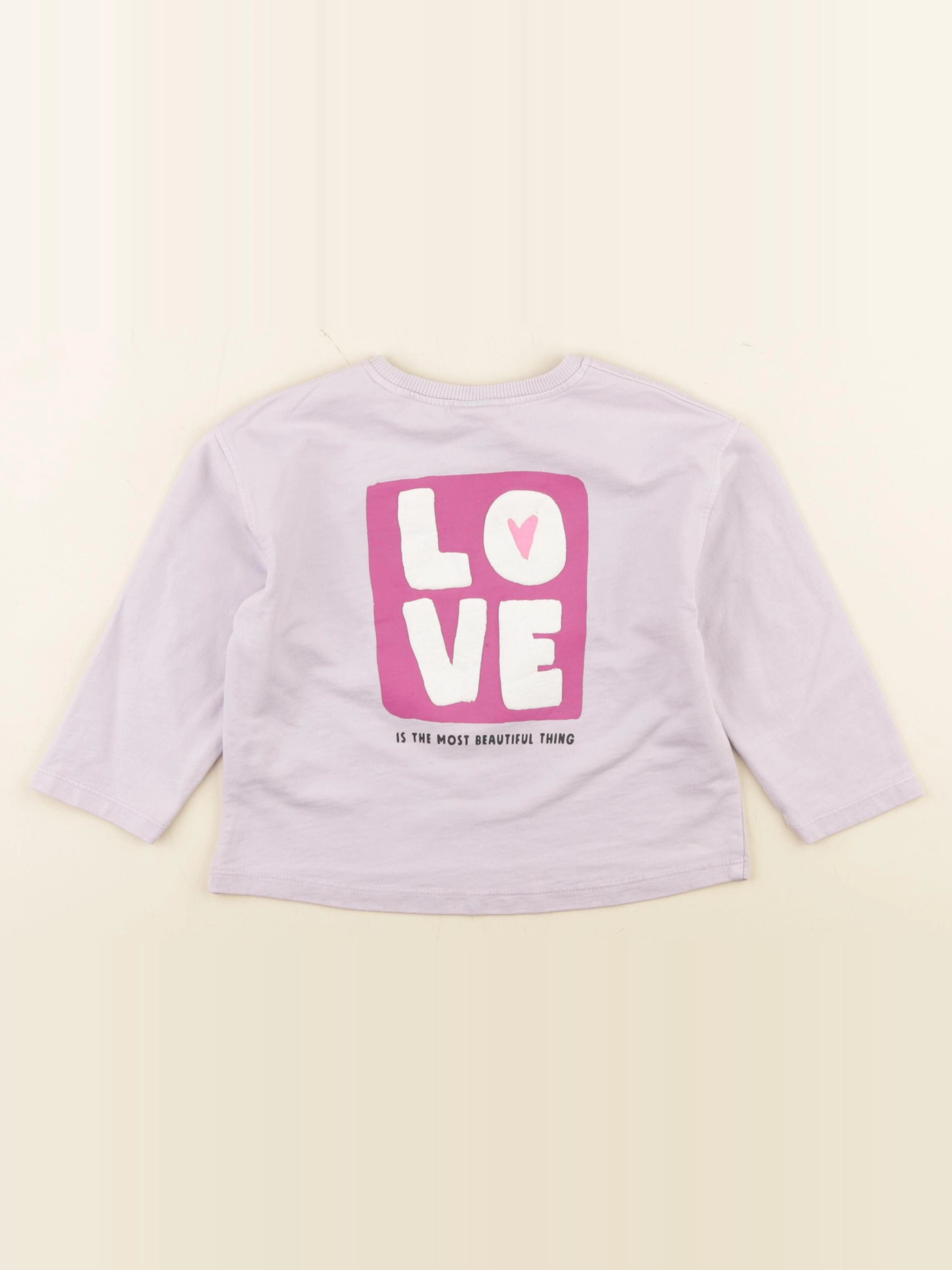 Zara - tee-shirt imprimé au dos violet - 12/18 mois