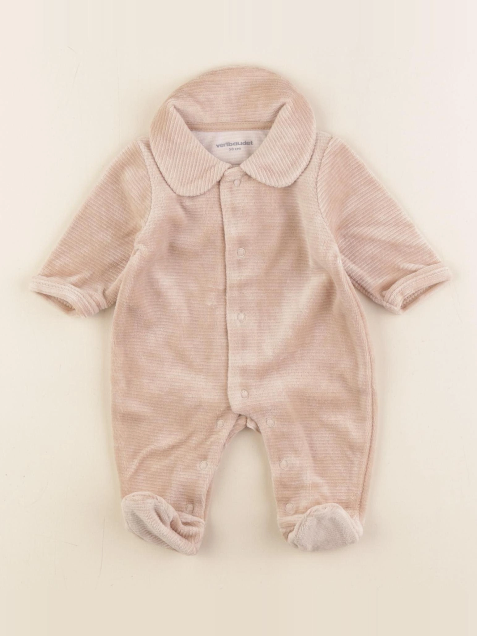 Vertbaudet - pyjama velours beige - 0 mois
