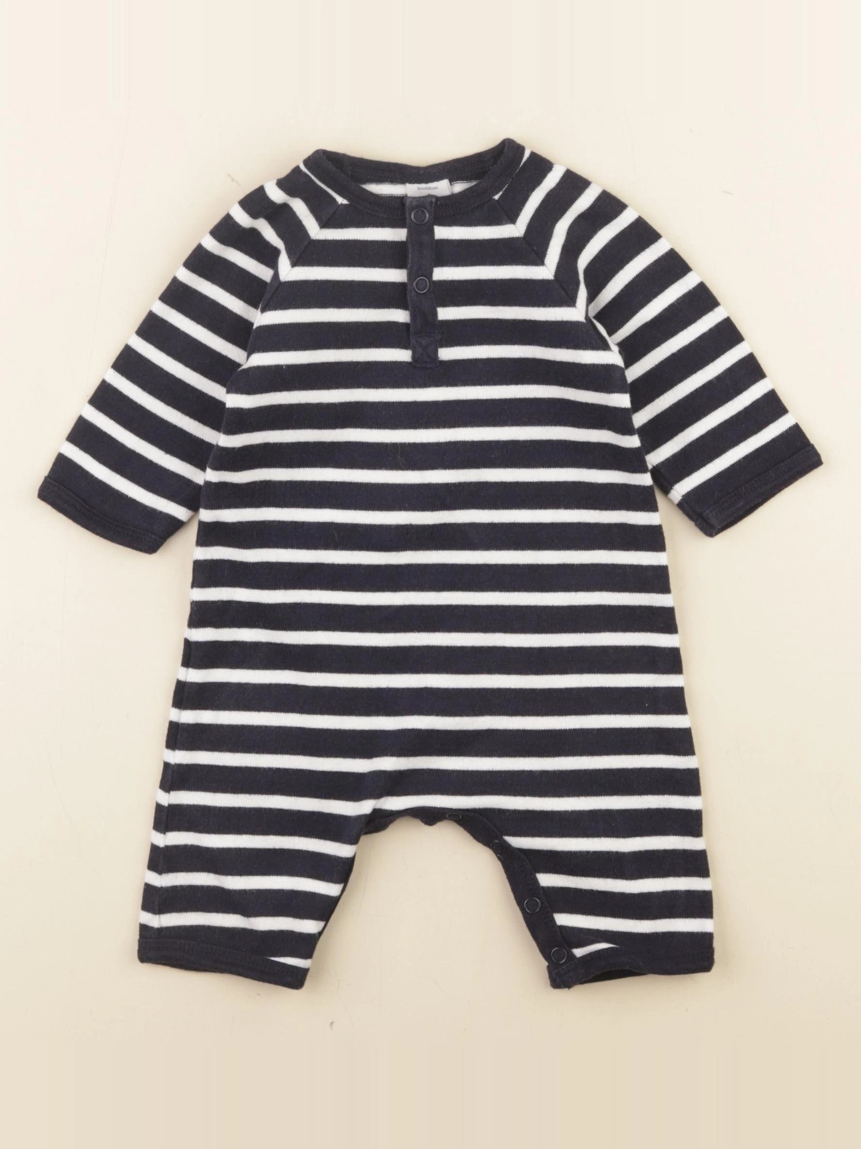 Petit Bateau - combinaison blanc, bleu - 3 mois