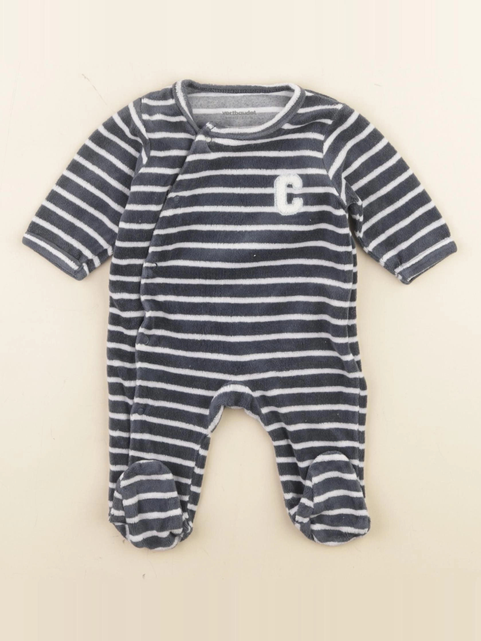 Vertbaudet - pyjama velours bleu - 1 mois