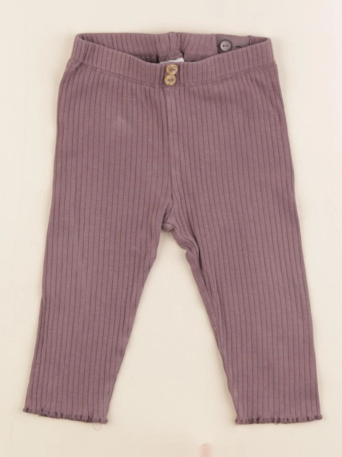 H&M - legging marron, violet - 6/9 mois