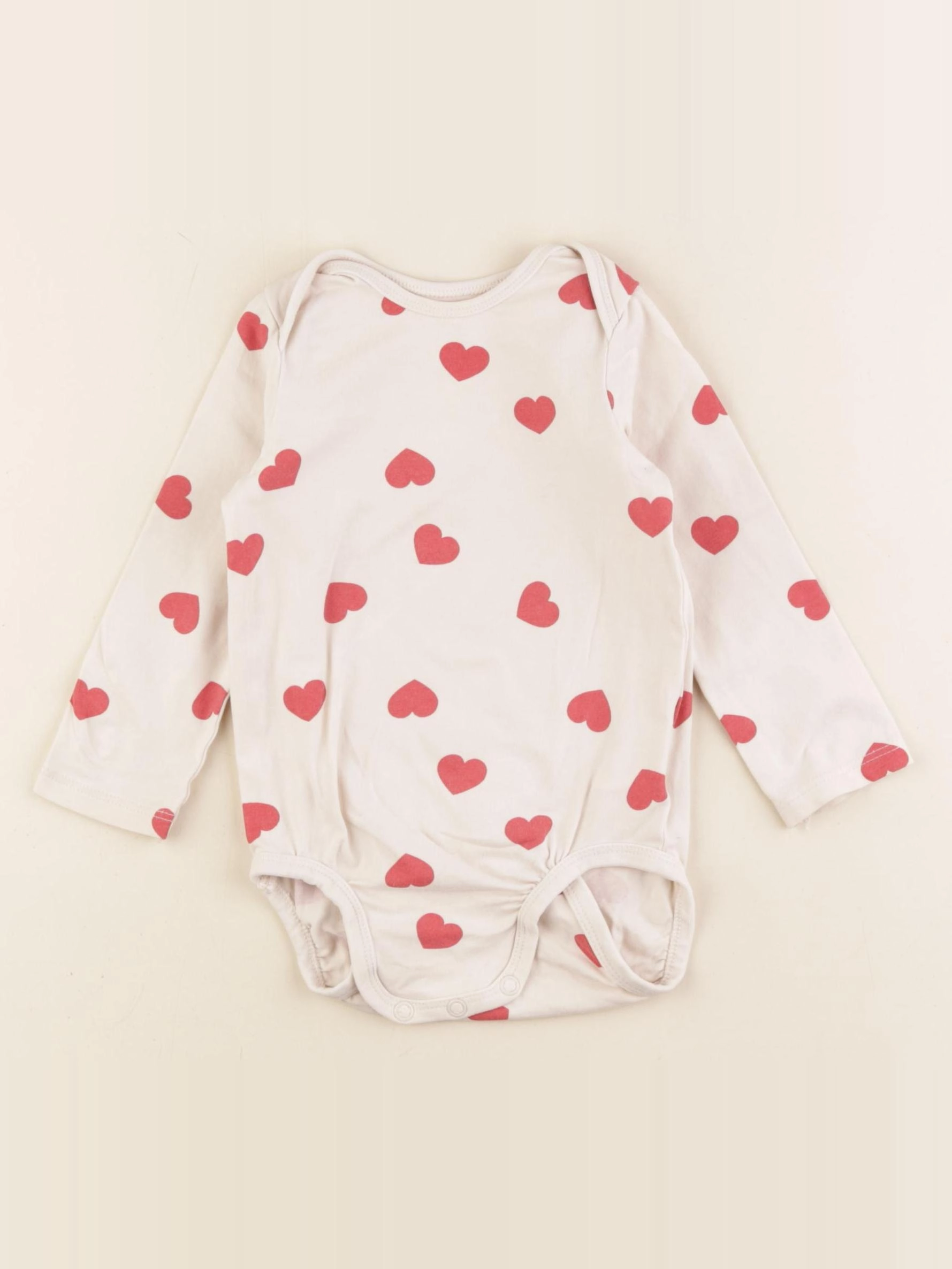 H&M - body beige, rouge - 6/9 mois