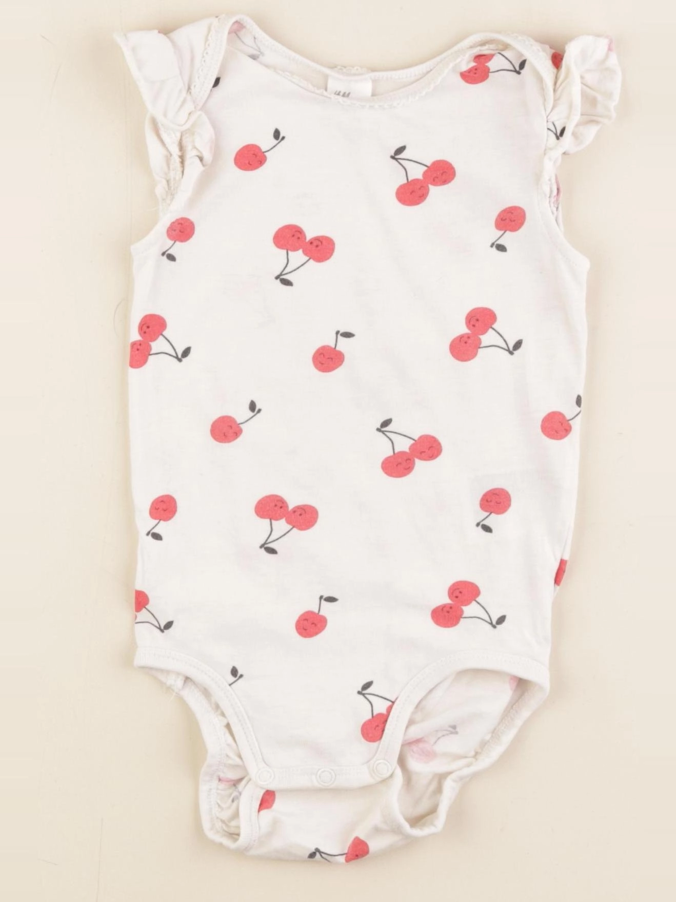 H&M - body beige, rouge - 12/18 mois