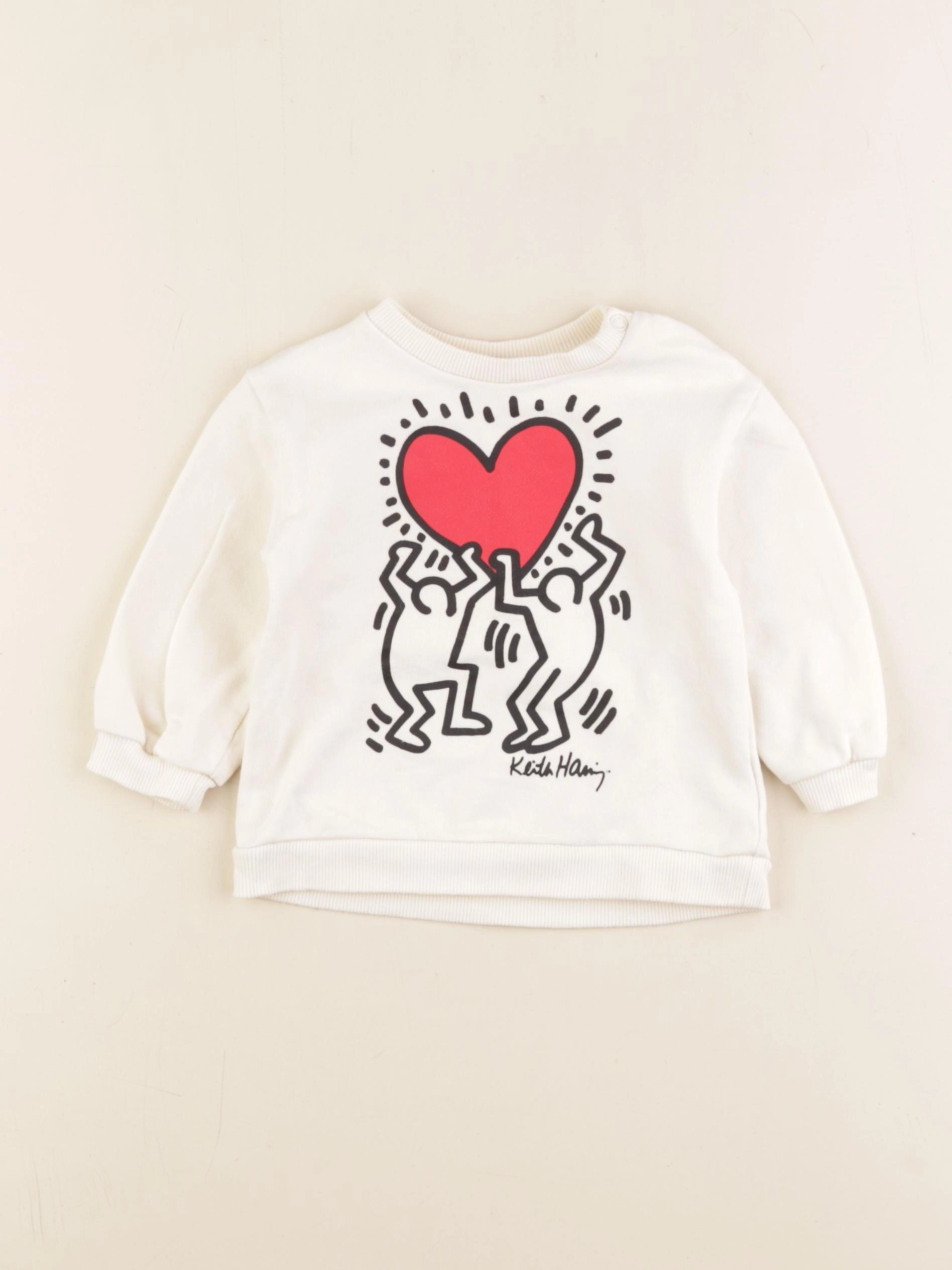 H&M - sweat beige - 6/9 mois