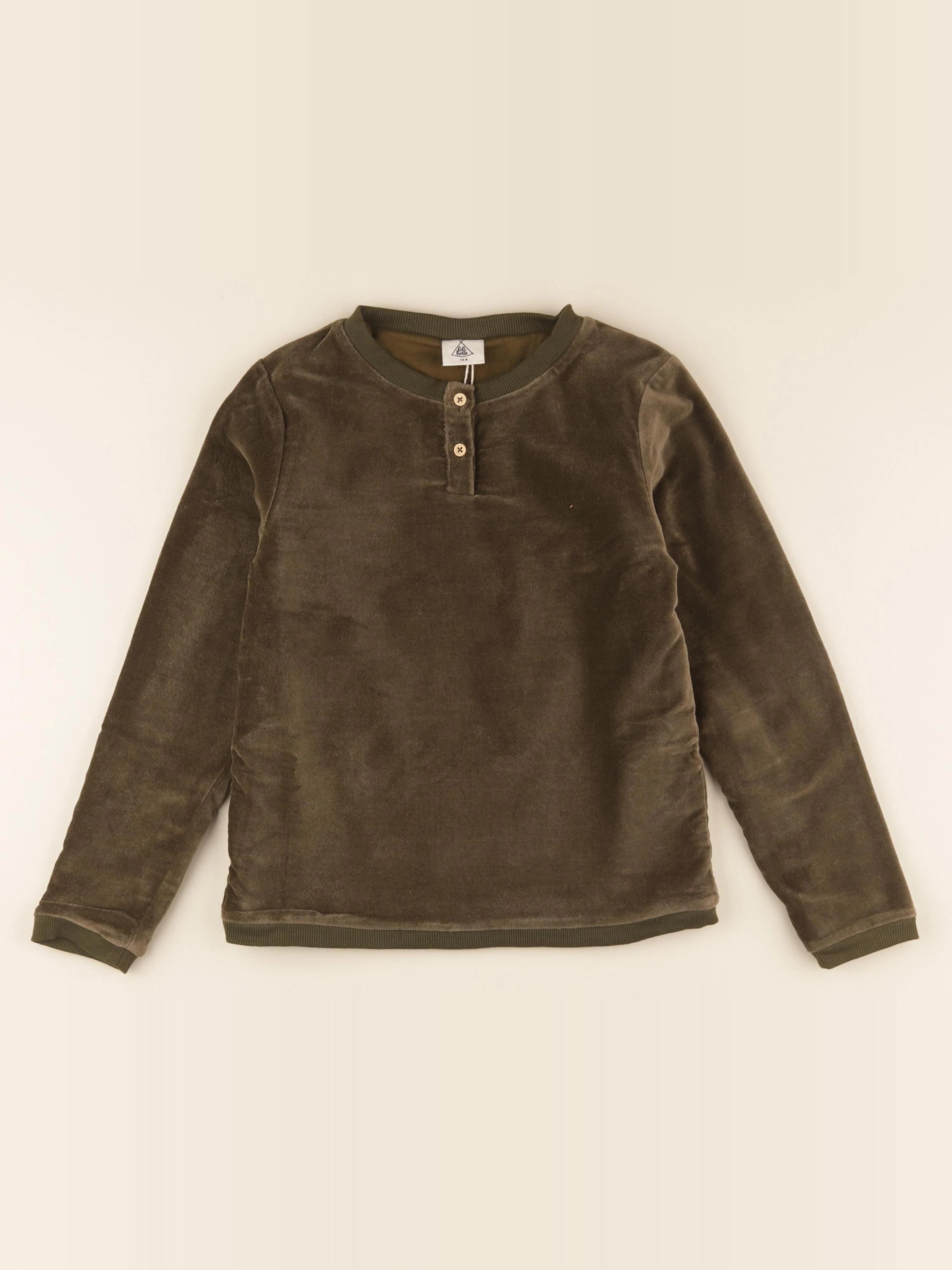 Lililotte - pull Ferdinand velours kaki - 10 ans