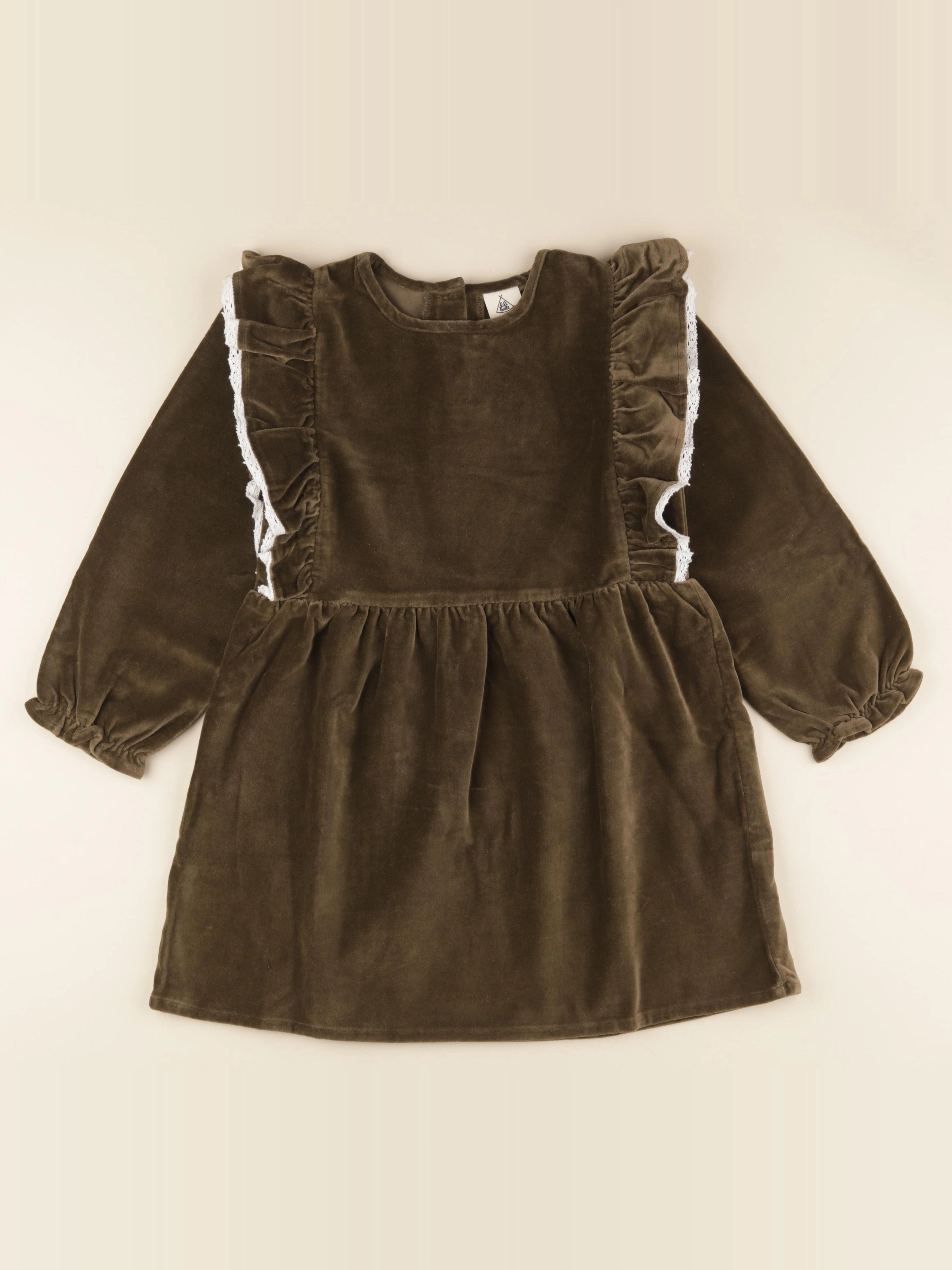 Lililotte - robe Aliénor velours kaki - 10 ans
