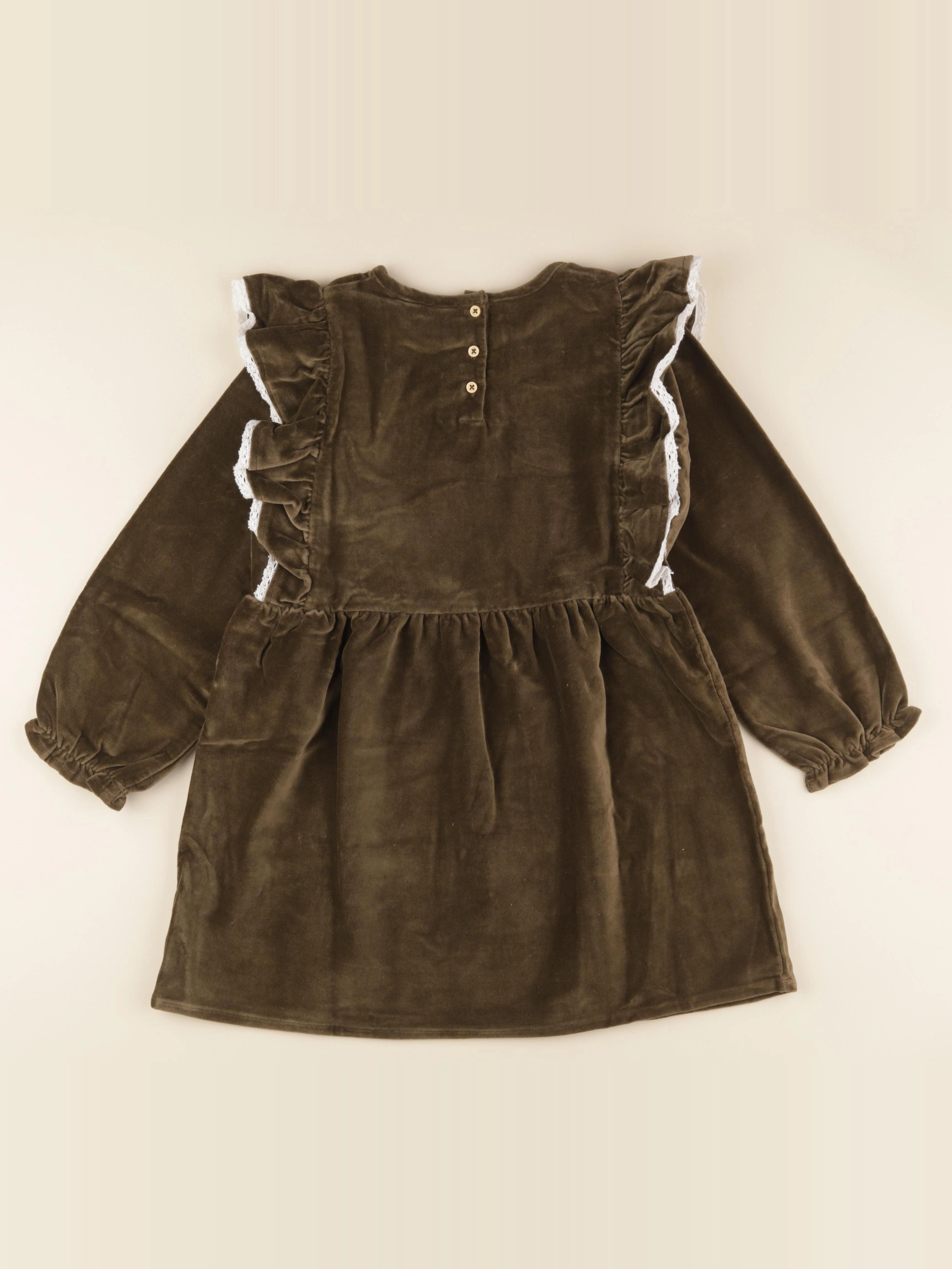 Lililotte - robe Aliénor velours kaki - 10 ans