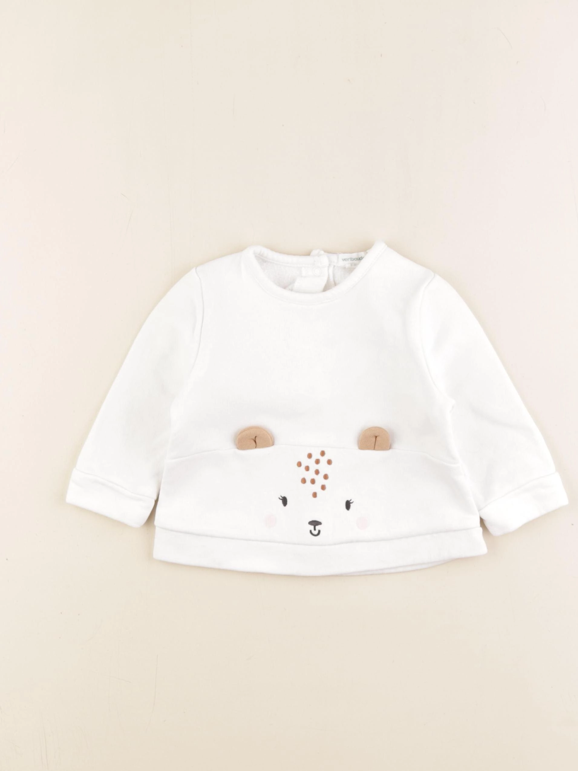 Vertbaudet - sweat blanc - 6 mois