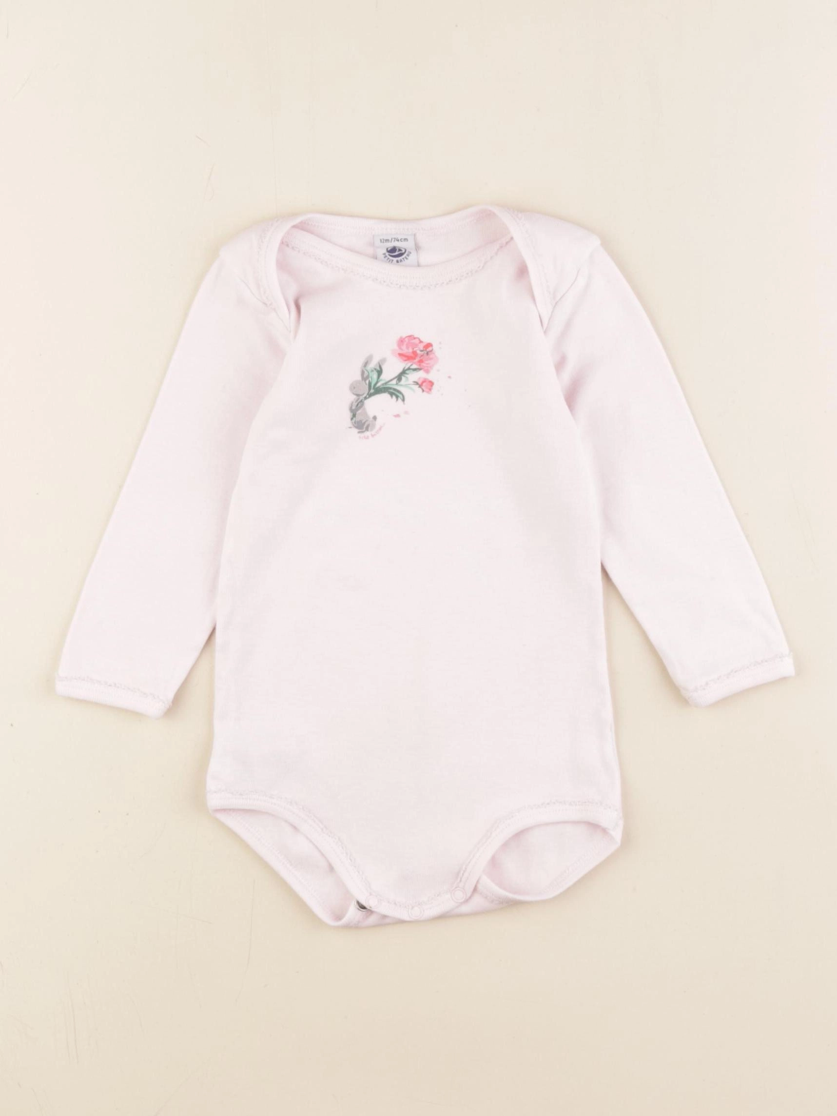 Petit Bateau - body rose - 12 mois