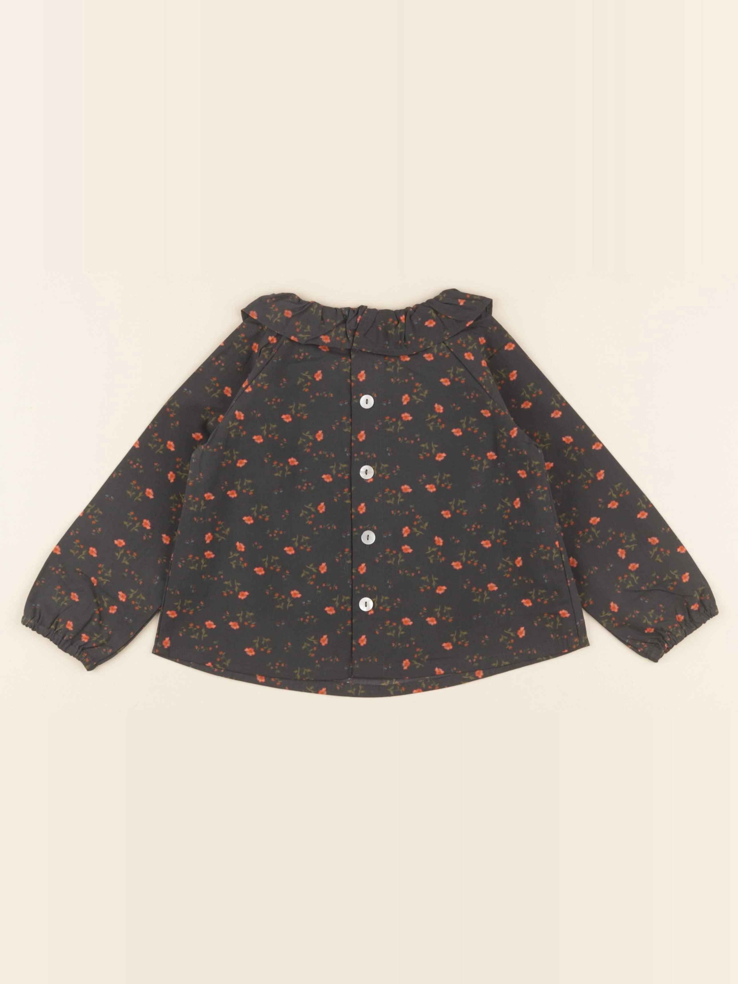 Lililotte - blouse Charlotte grise imprimé fleuri - 24 mois