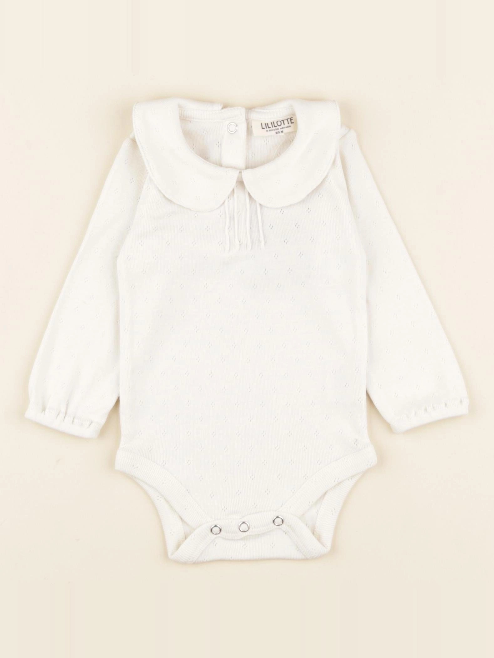 Lililotte - body Pia maille pointelle blanc - 6/9 mois