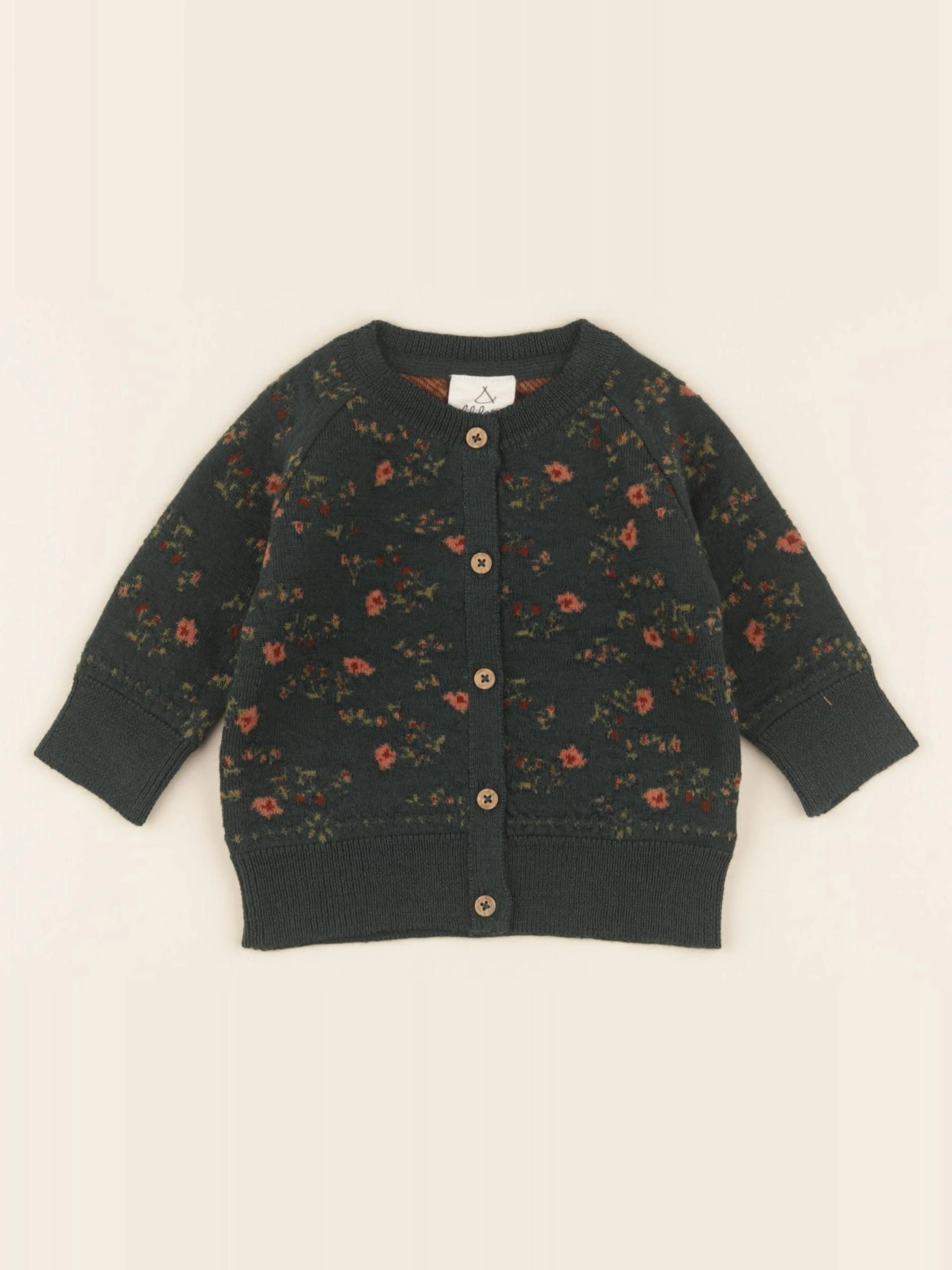 Lililotte - gilet Vicoire jacquard vert - 3/6 mois