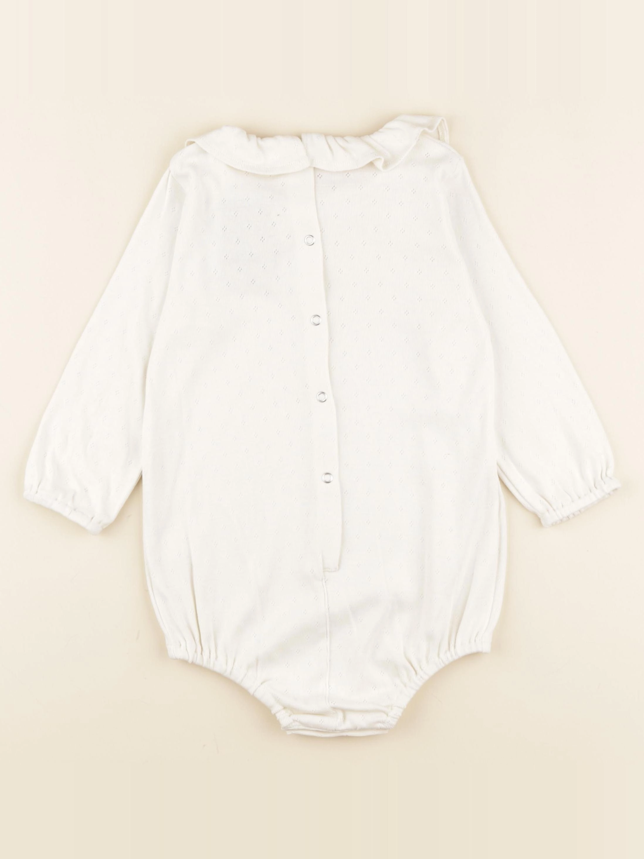 Lililotte - body Alba maille pointelle blanc - 6/9 mois