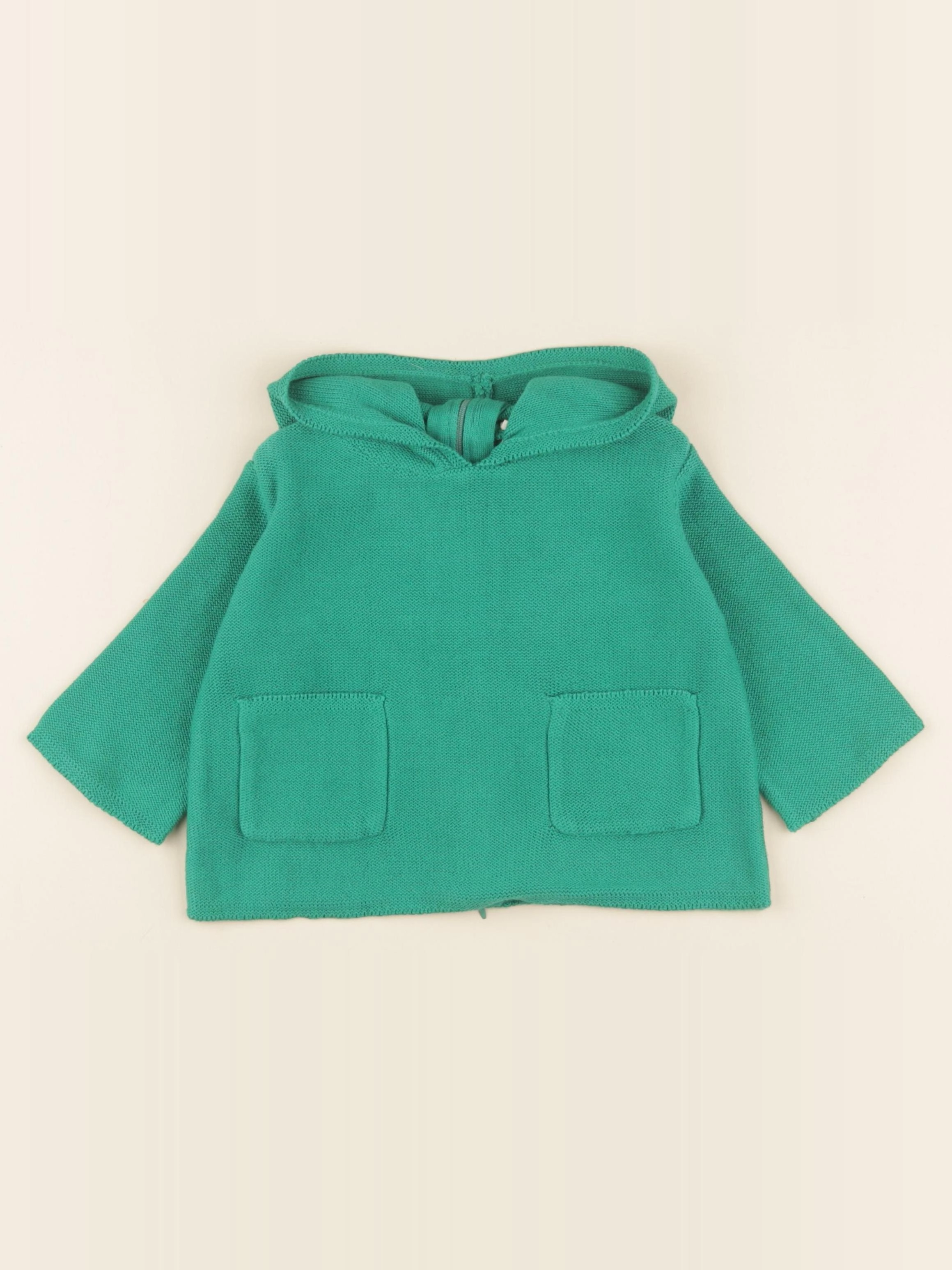 Lililotte - burnou Anatole tricot vert - 3/6 mois