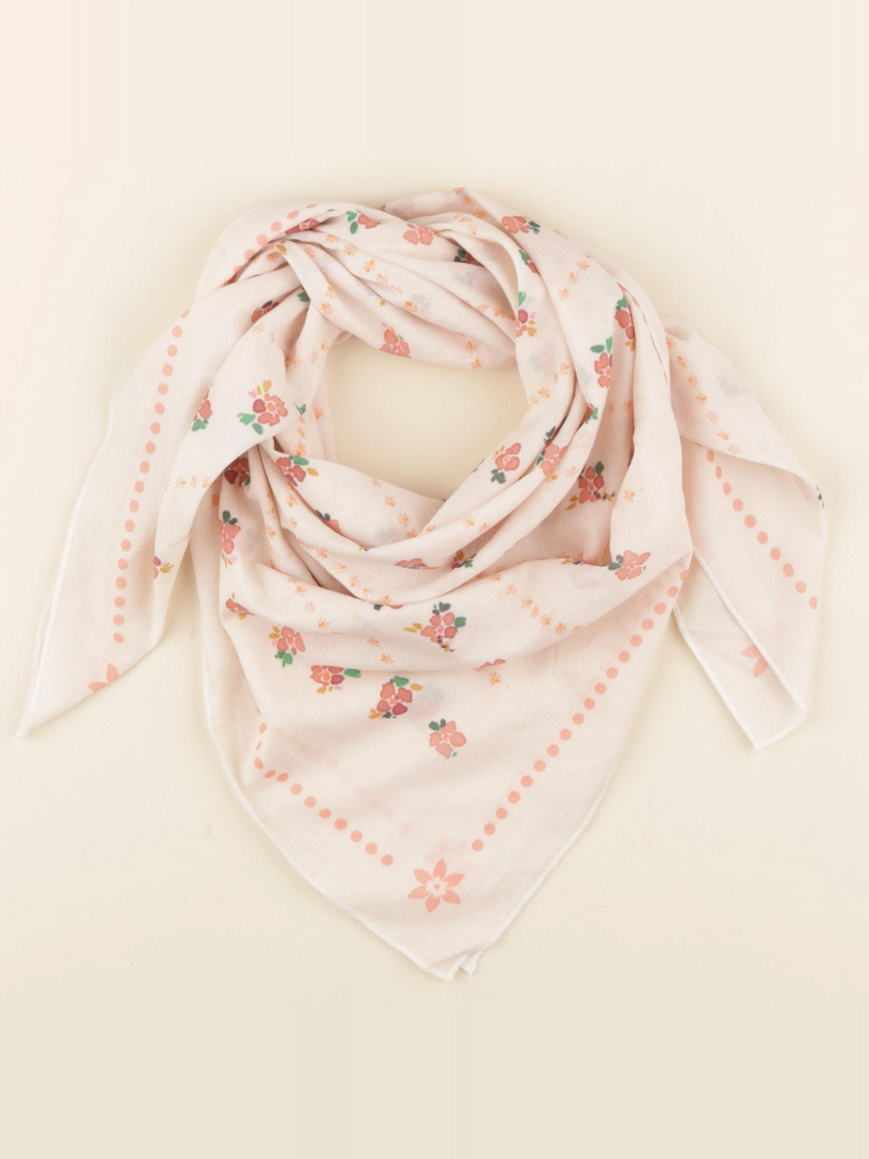 Lililotte - foulard Oscar écru imprimé fleuri 90x90 cm