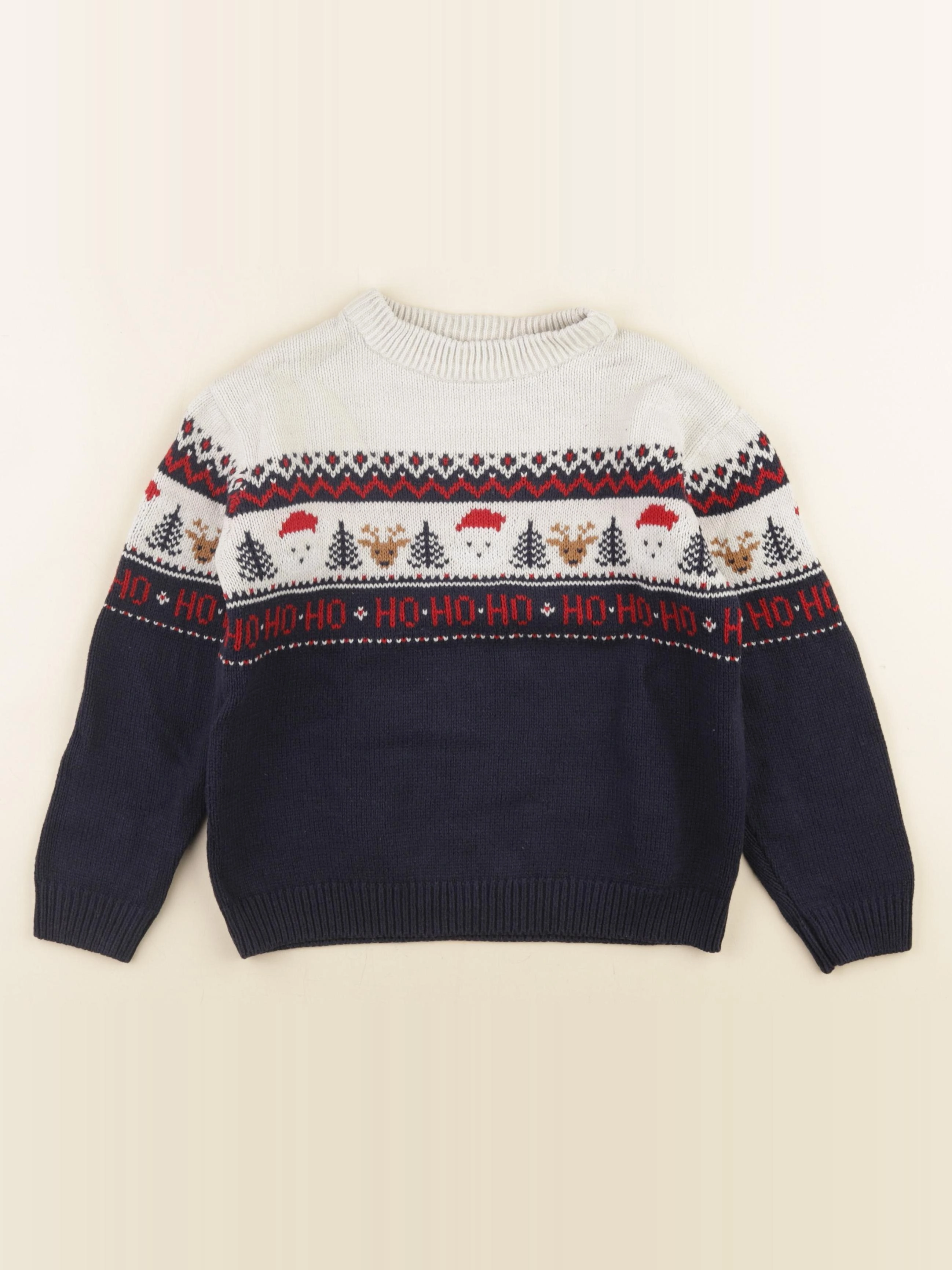 Vertbaudet - pull bleu, blanc - 8 ans