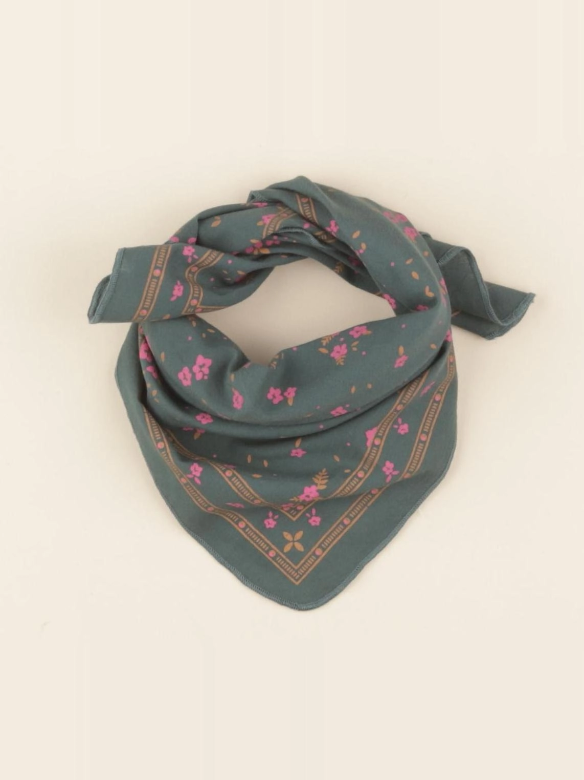 Lililotte - foulard imprimé vert sapin 50x50 cm