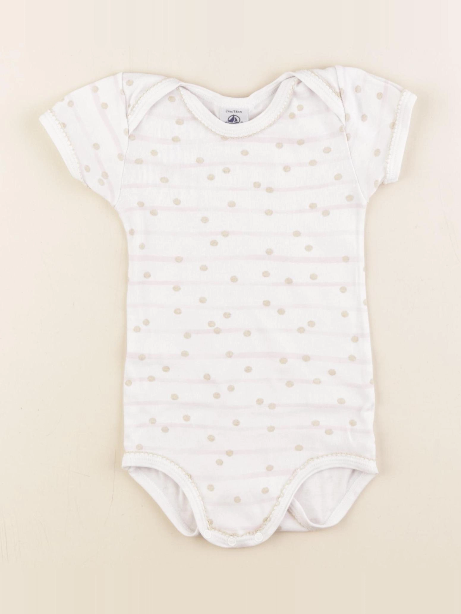 Petit Bateau - body rose, blanc, or - 24 mois