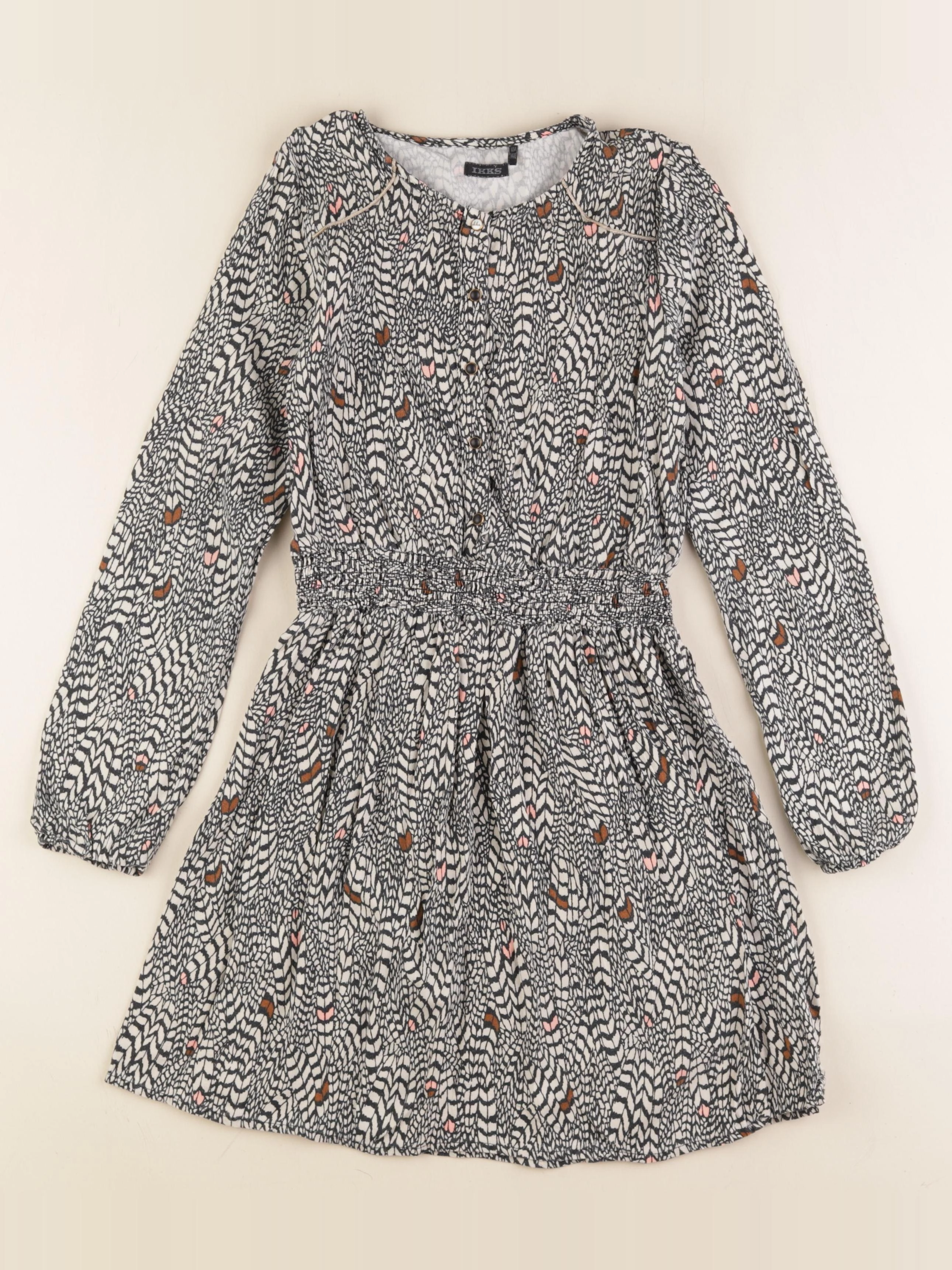 IKKS - robe noir, beige, or - 10 ans