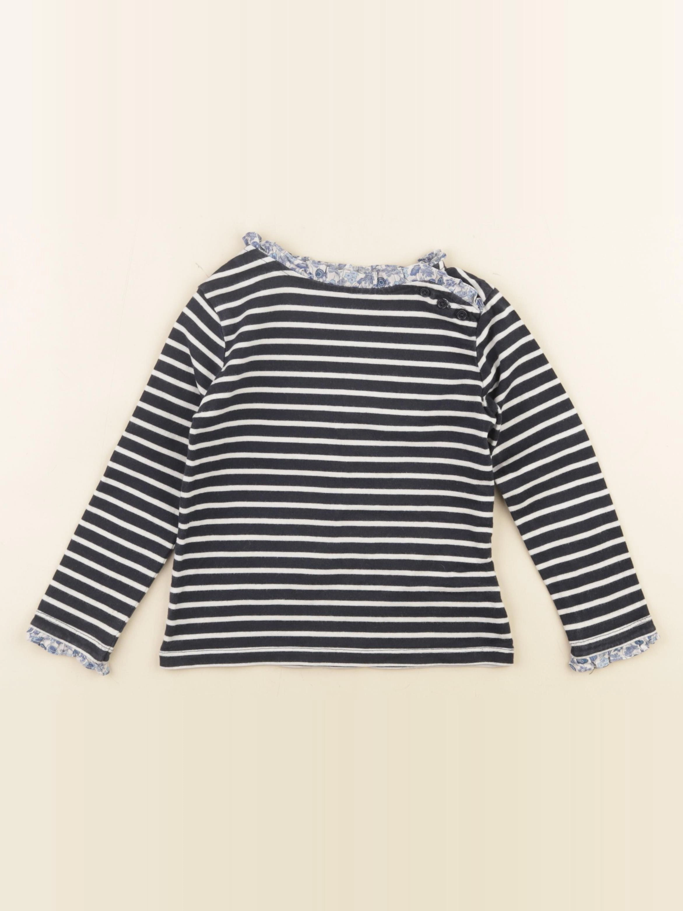 Cyrillus - tee-shirt bleu, blanc - 4 ans