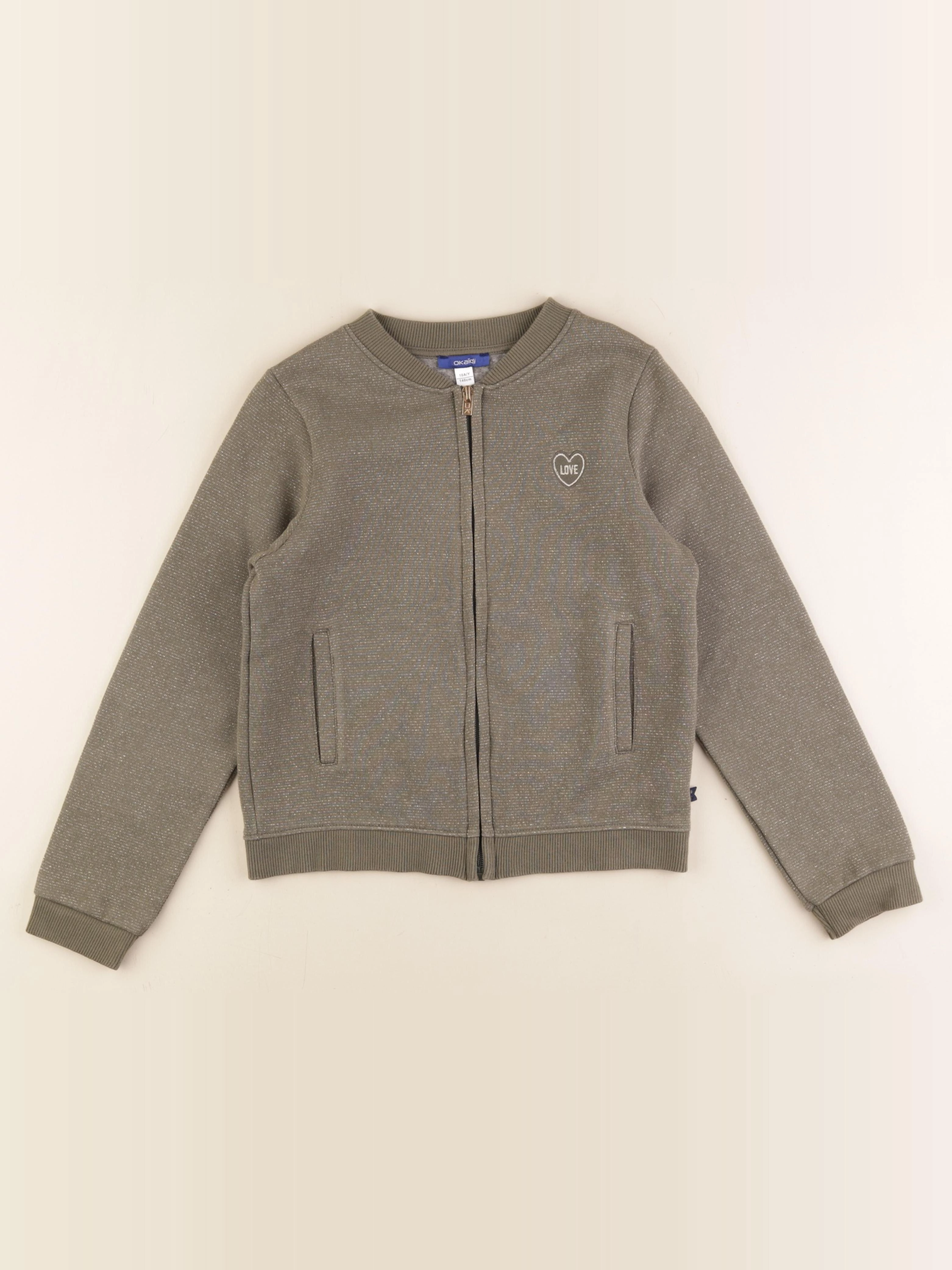 Okaidi - gilet or, vert - 10 ans