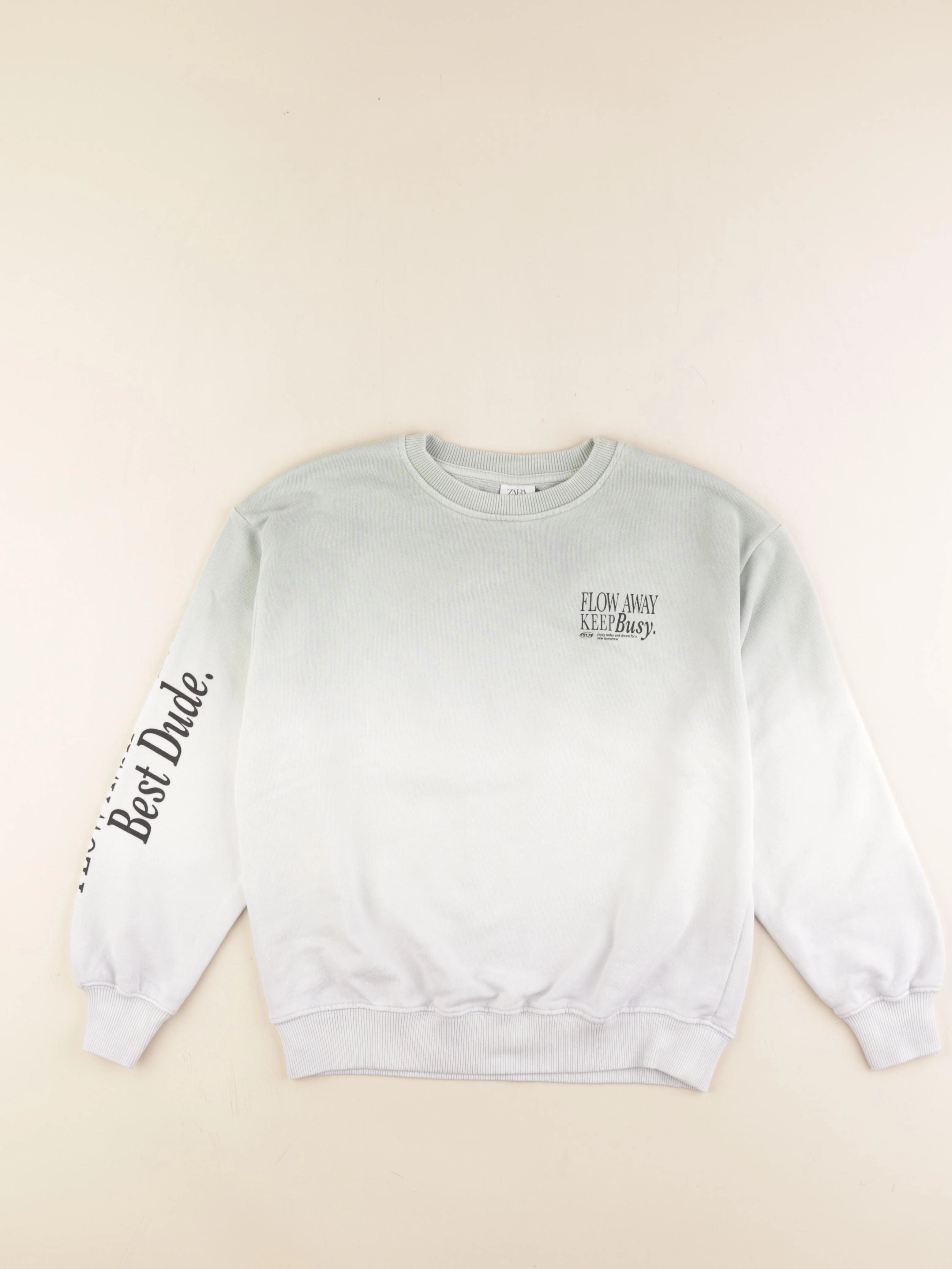 Zara - sweat imprimé au dos vert - 9/10 ans