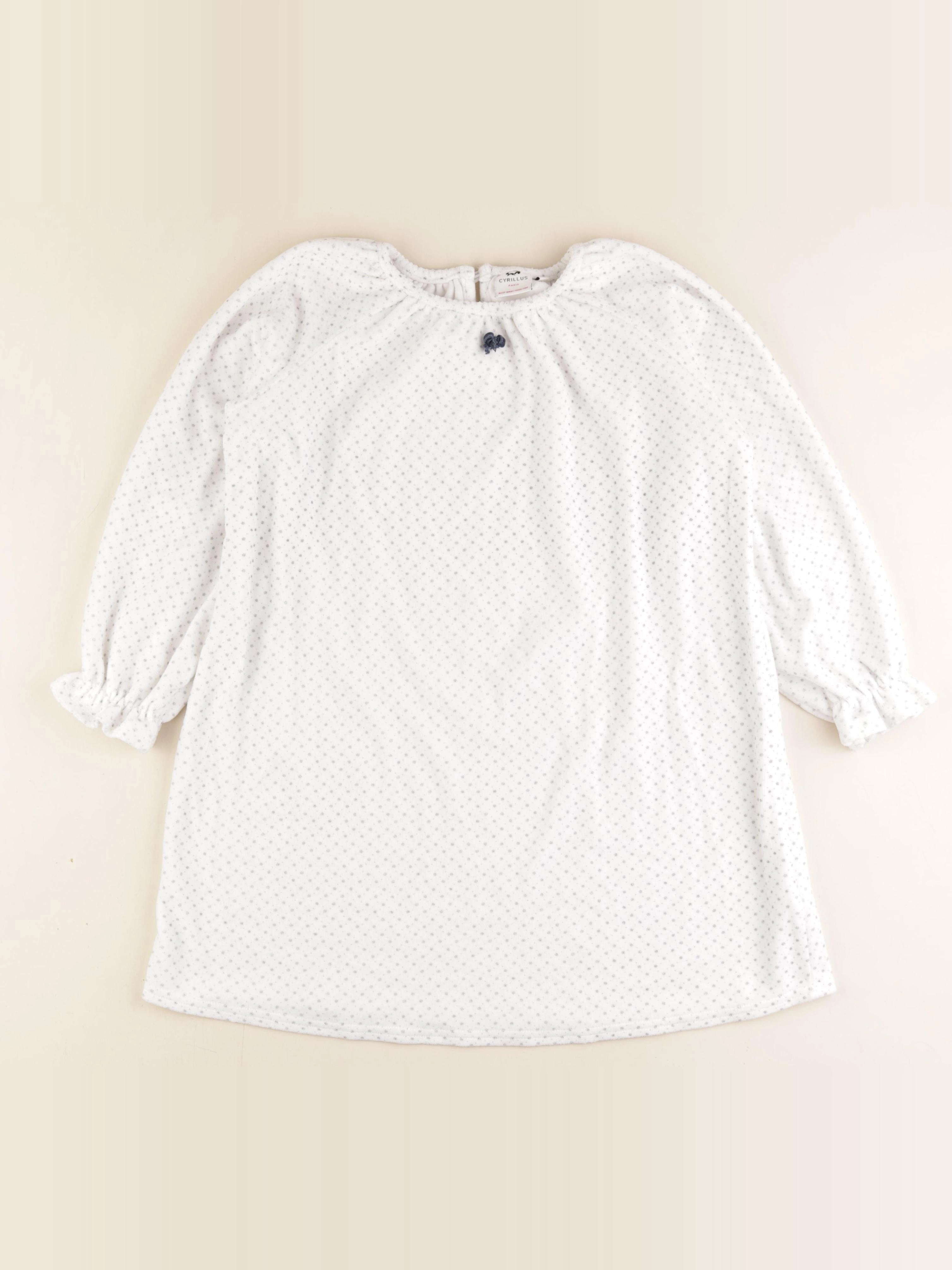 Cyrillus - chemise de nuit velours blanc - 8 ans