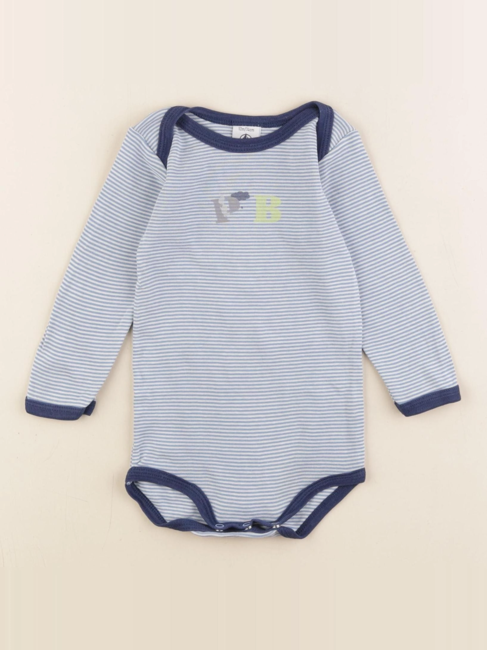 Petit Bateau - body bleu - 12 mois