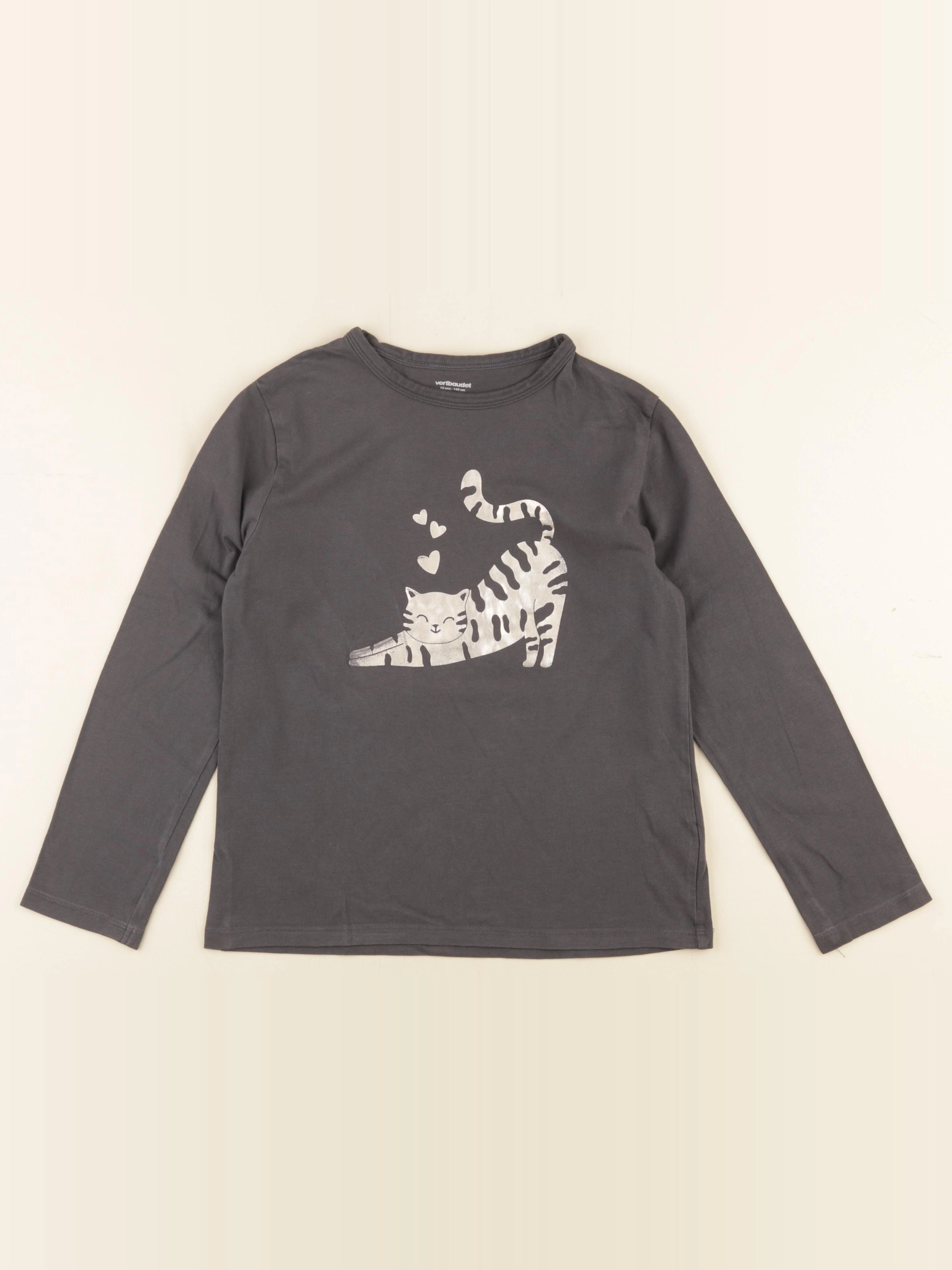 Vertbaudet - tee-shirt noir, argent - 10 ans