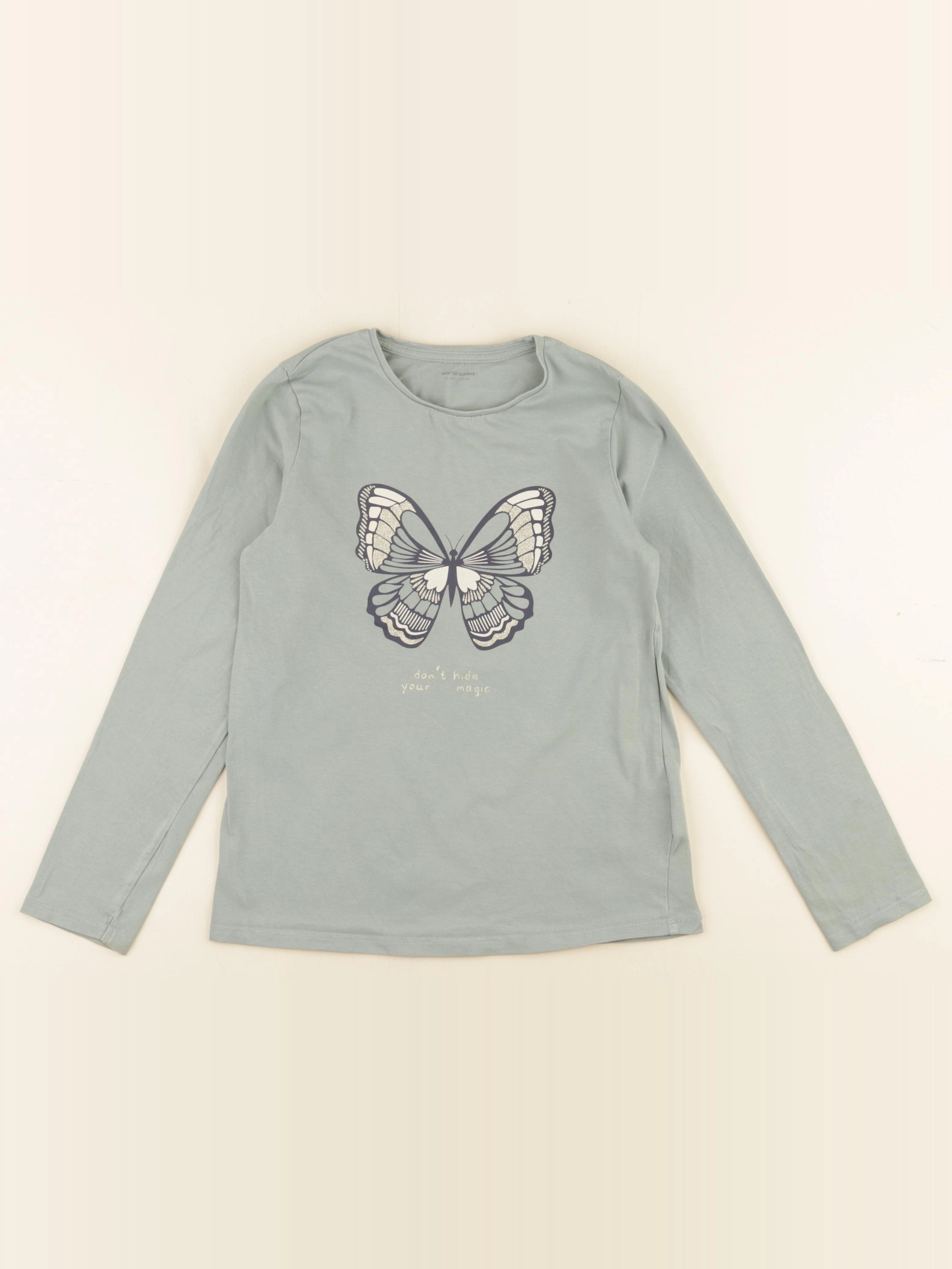 Vertbaudet - tee-shirt vert, argent - 10 ans