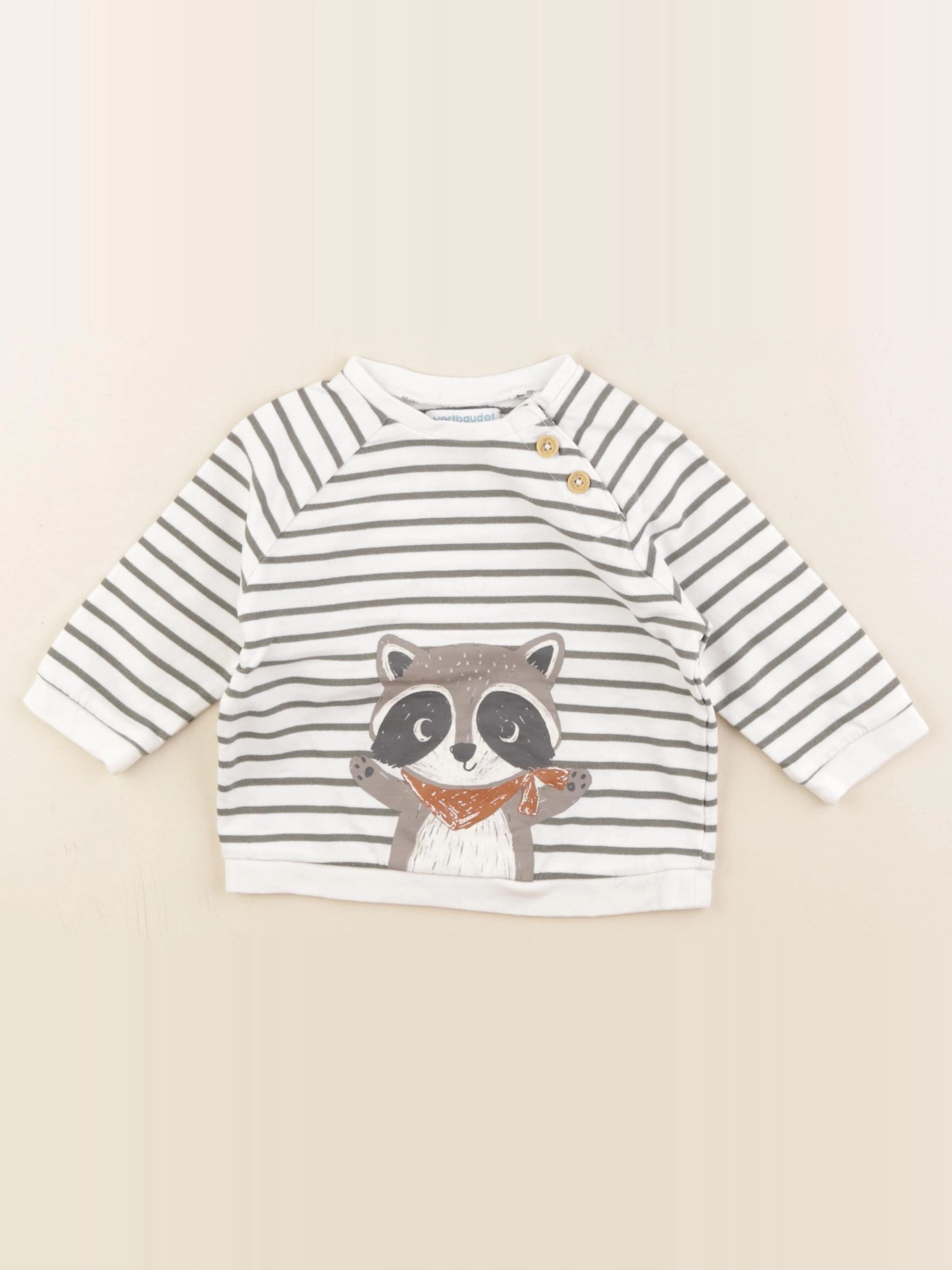 Vertbaudet - sweat blanc, vert - 12 mois